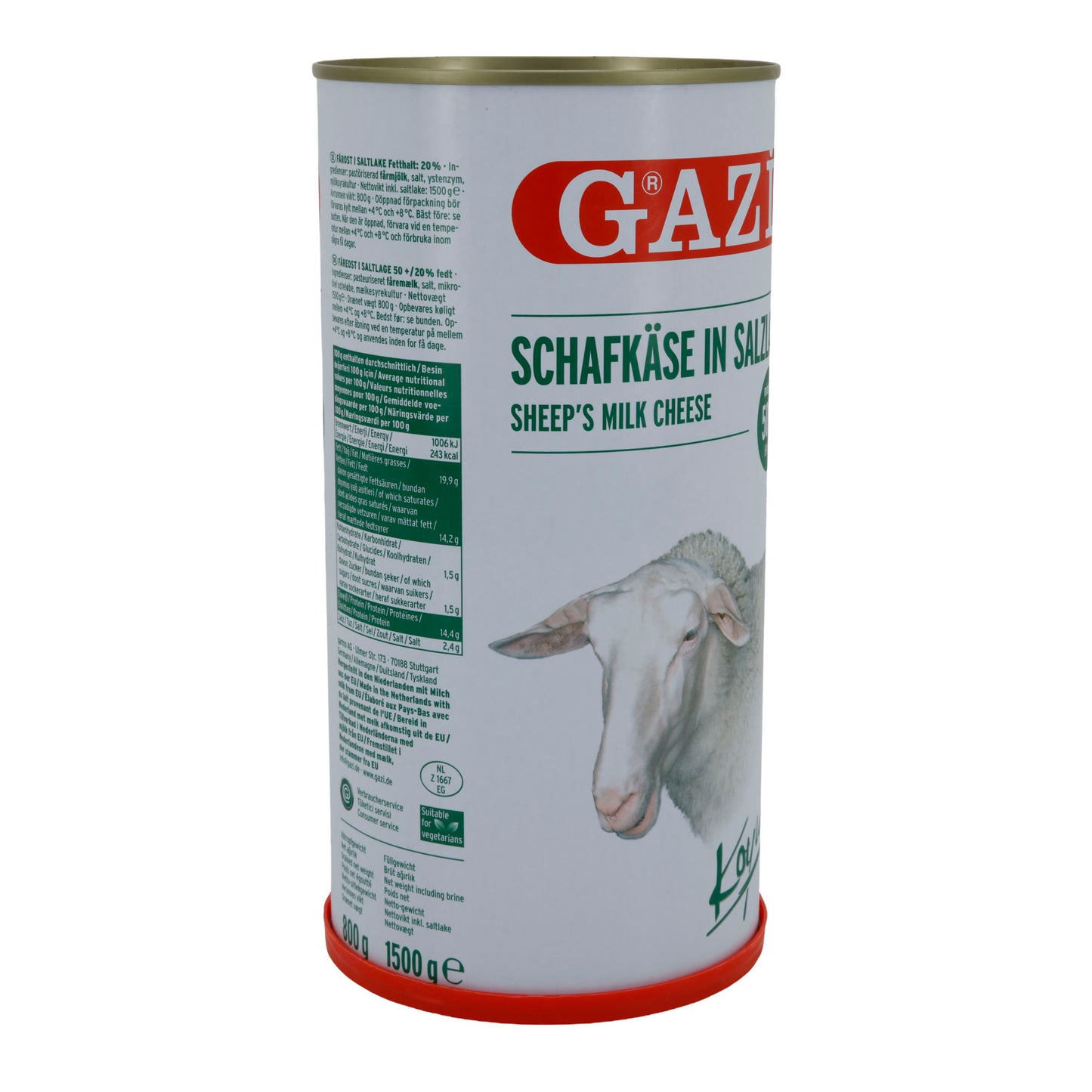 Schafskäse GAZİ Schafskäse in Salzlake | 50 % Fett i. Tr. | Dose | 1500 g