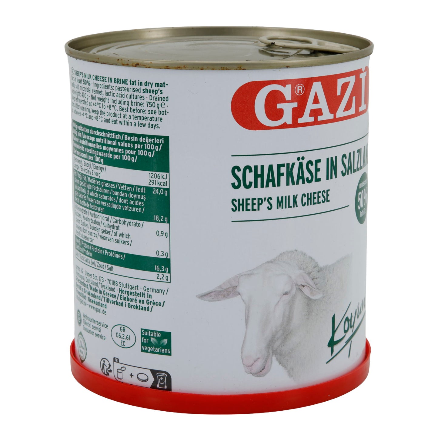 Schafskäse GAZİ | Schafskäse in Salzlake | 50 % Fett i. Tr. | 750 g Dose