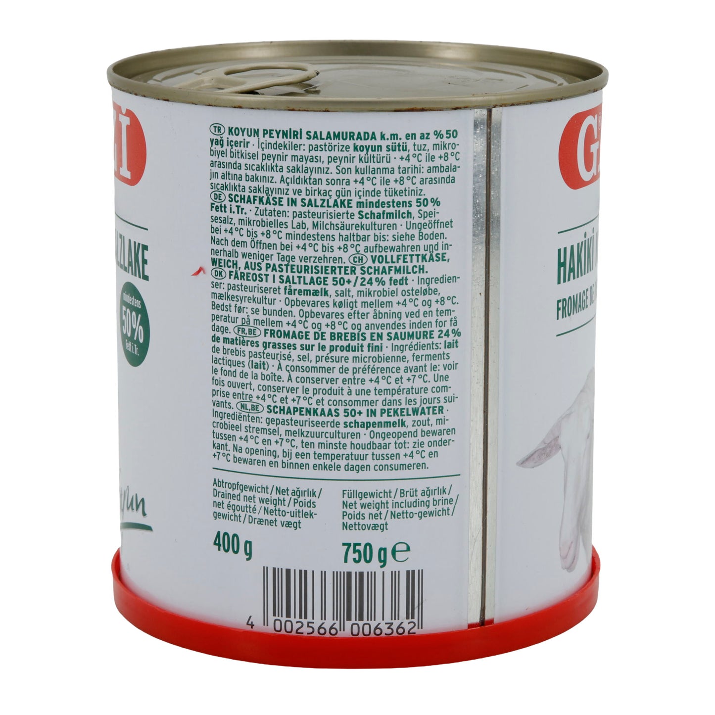 Schafskäse GAZİ | Schafskäse in Salzlake | 50 % Fett i. Tr. | 750 g Dose