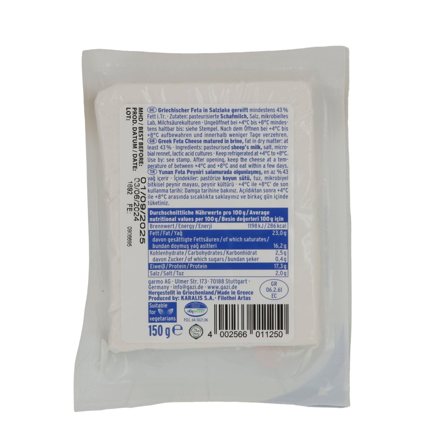 Feta Gazi | Traditionelle Art | Griechisch, aus Schafmilch | 150g GAZI