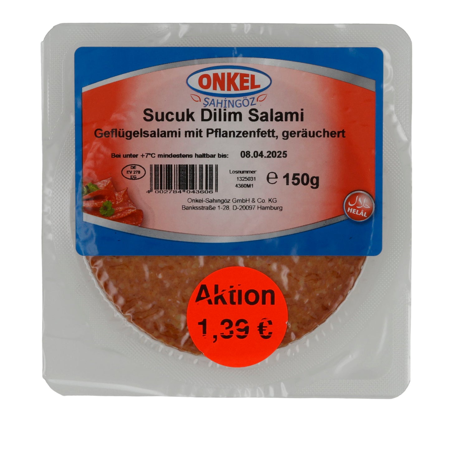 Salame Onkel Sahingöz | Sucuk a fette | Halal, Pollame | 150g