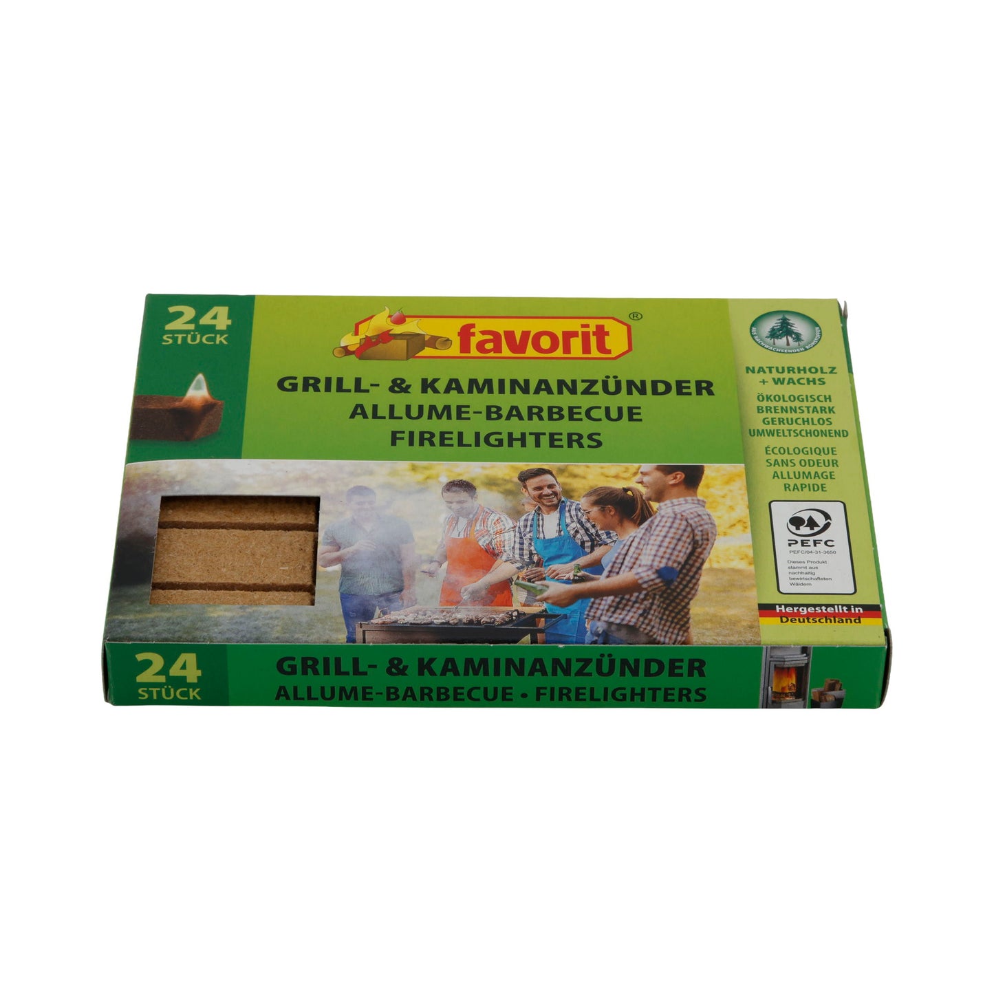 Grill- & Kaminanzünder favorit | Umweltfreundlich | Aus Naturholz | 24 Stück