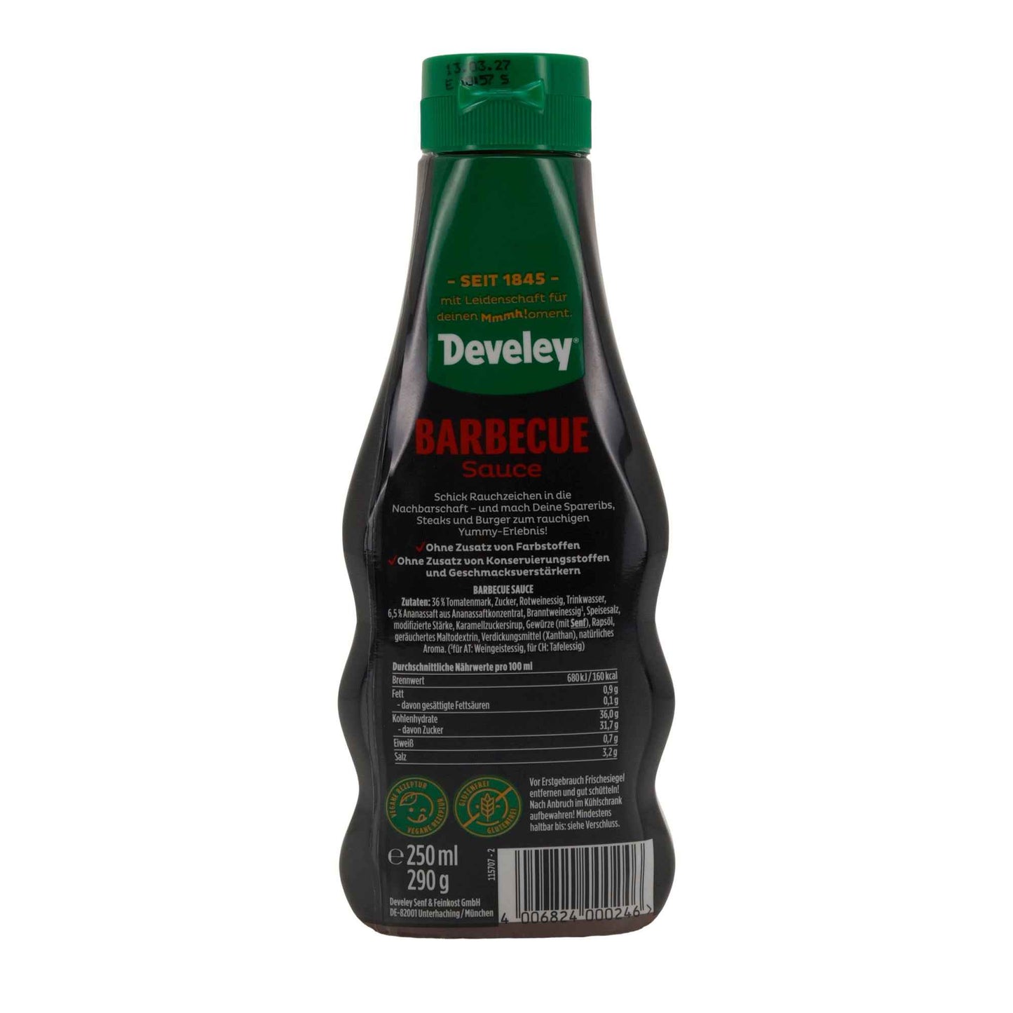 Develey Barbecue Sauce | Ideal für Grillfleisch & Burger | 250 ml
