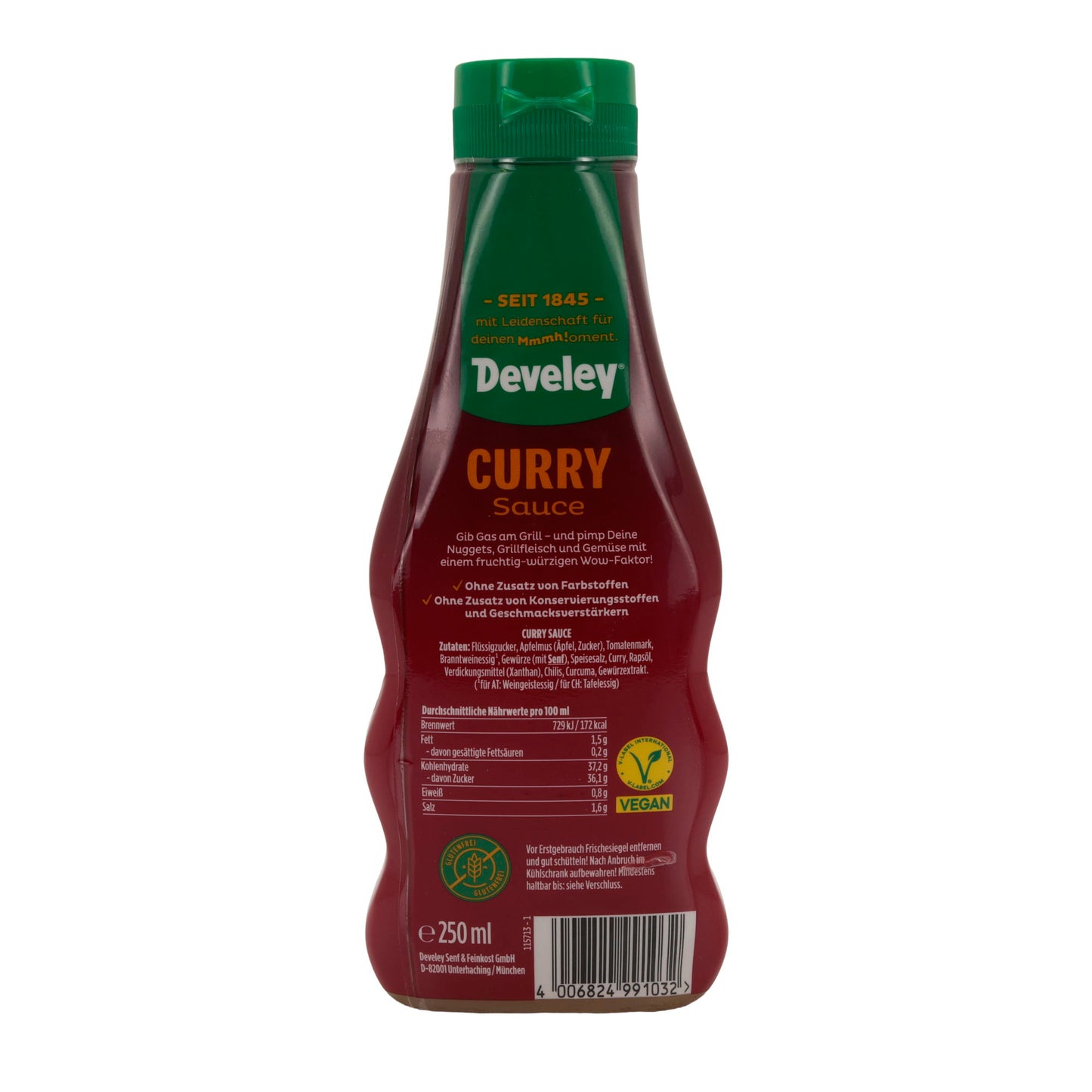 Develey Curry Sauce | Ideal für Nuggets, Grillfleisch & Gemüse | 250 ml