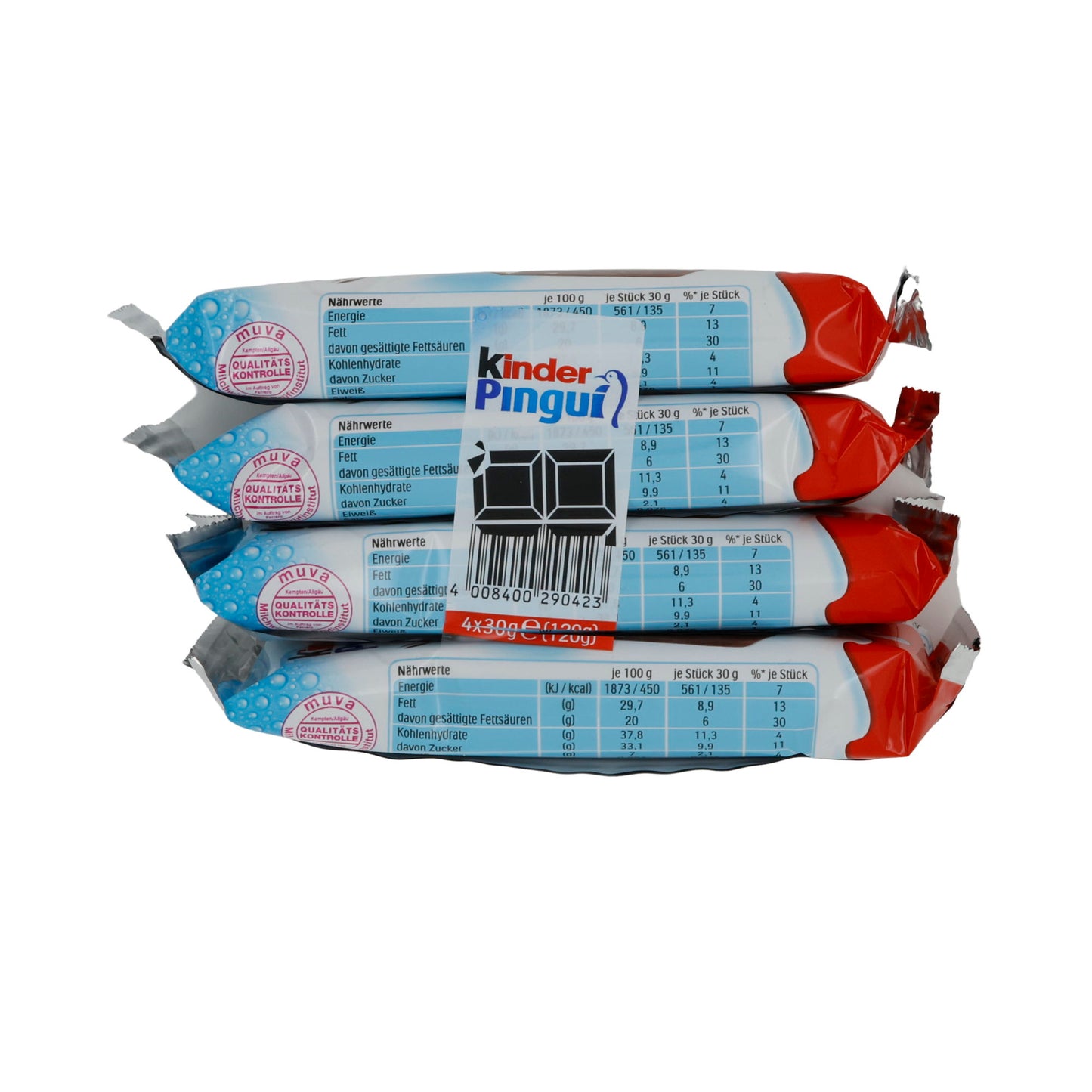 Süt Atıştırmalığı Kinder Pingui | Süt Atıştırmalığı | Çikolata ve Kakao Çekirdeği ile | 4×30 g (120 g)