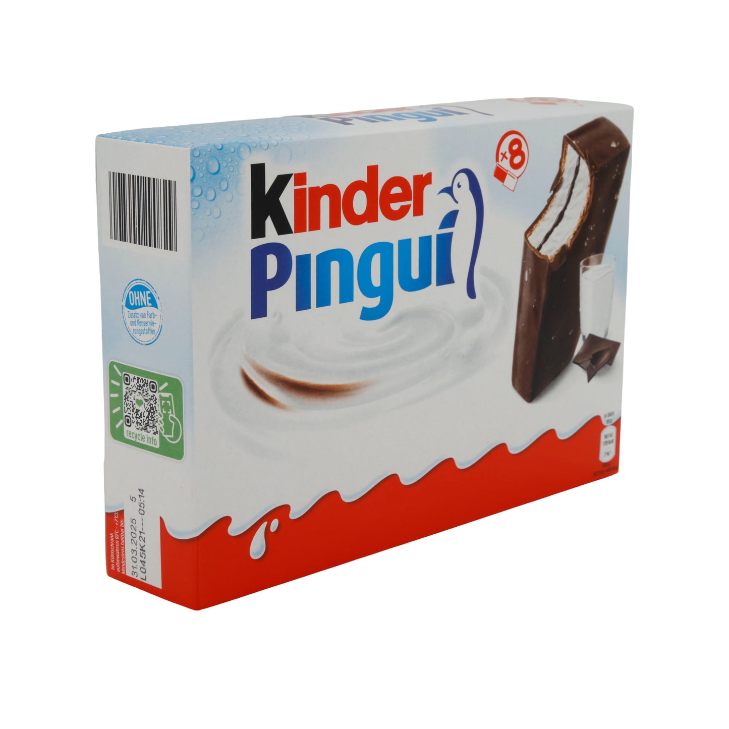 Milchcreme Kinder Pingui | Süt Atıştırmalığı | Kakao tabakası ve çikolata ile | 8×30 g