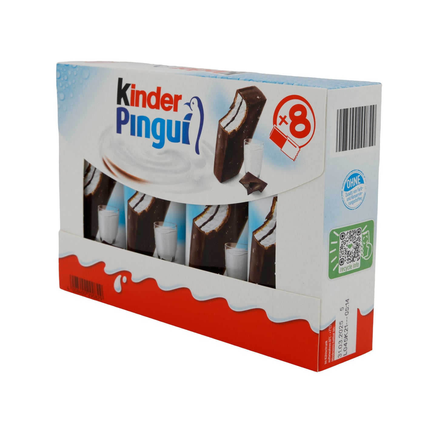 Milchcreme Kinder Pingui | Süt Atıştırmalığı | Kakao tabakası ve çikolata ile | 8×30 g