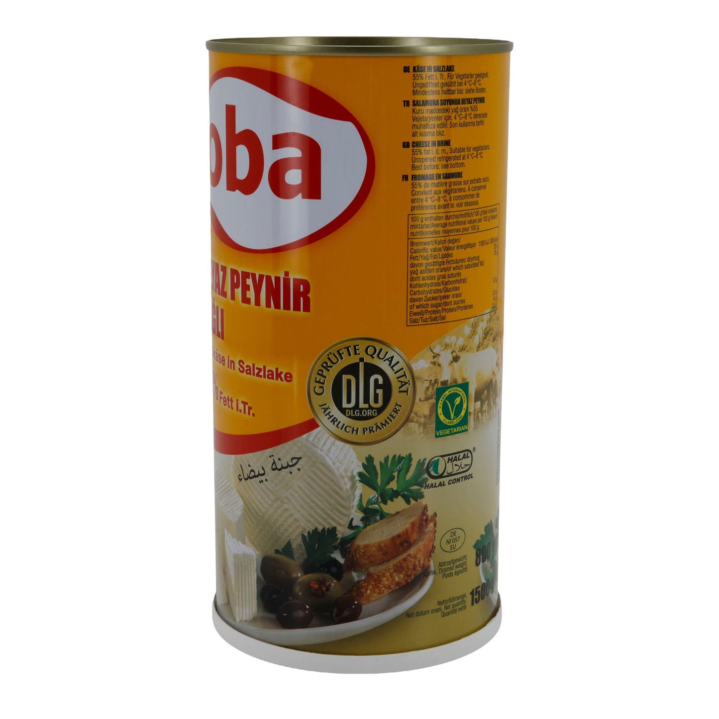 Weißkäse Oba | Weißkäse in Salzlake | Vollfettkäse mit 55 % Fett i. Tr. | 1500 g OBA