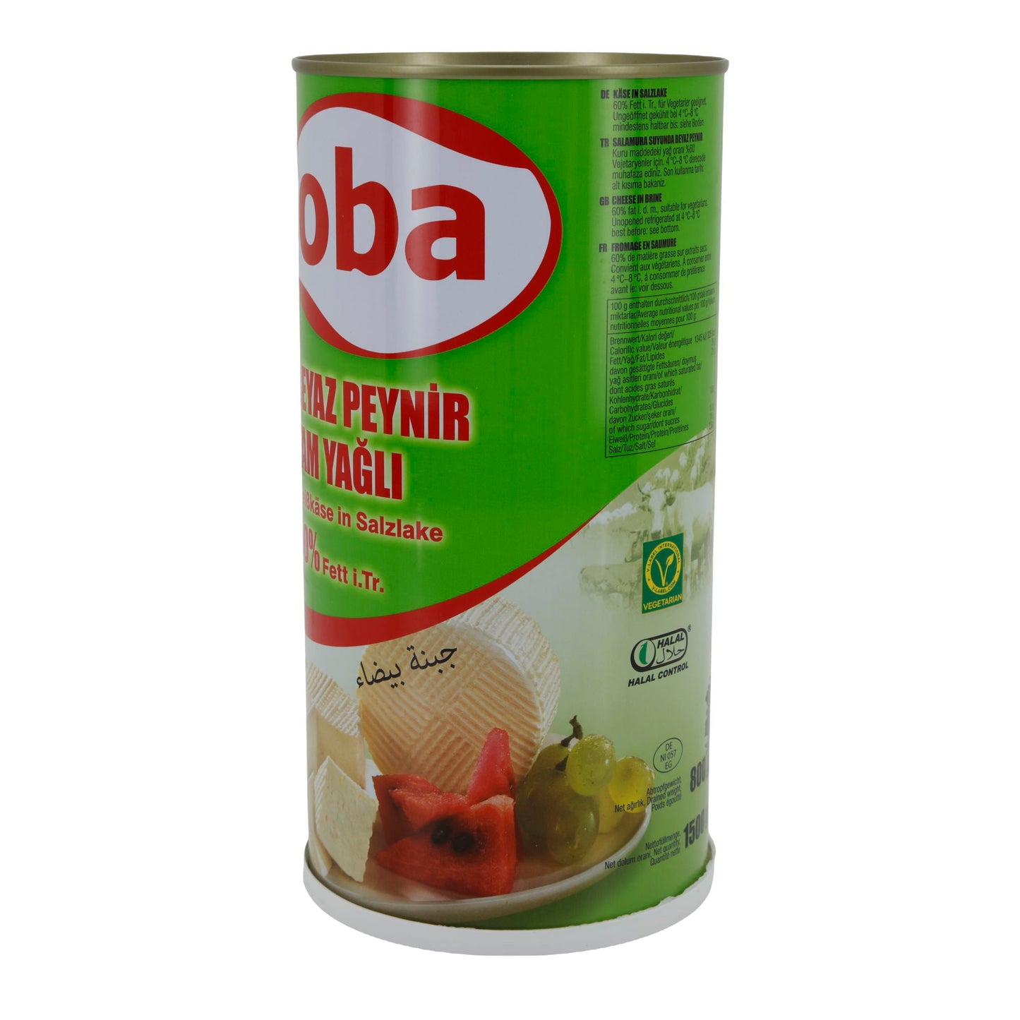 Weißkäse Oba | In Salzlake | Vollfettkäse 60 % Fett i. Tr. | 1500 g OBA