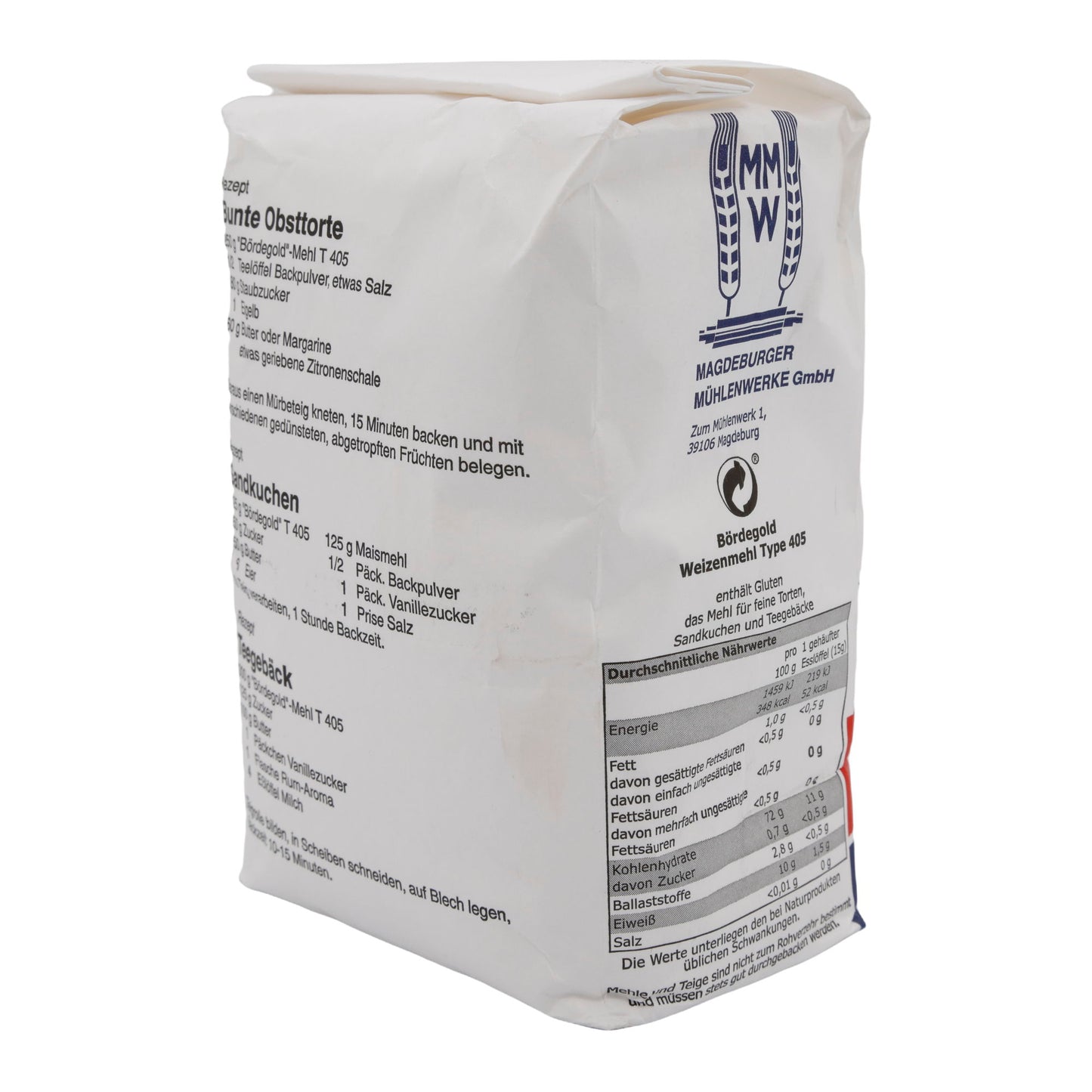 Weizenmehl Bördegold | Type 405 | Fein gemahlenes Weizenmehl für Backwaren | 1 kg