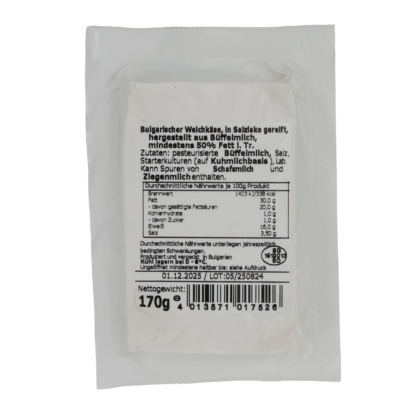 Weißkäse Rodina | Büffelkäse | Bulgarisch, in Salzlake gereift | 170g
