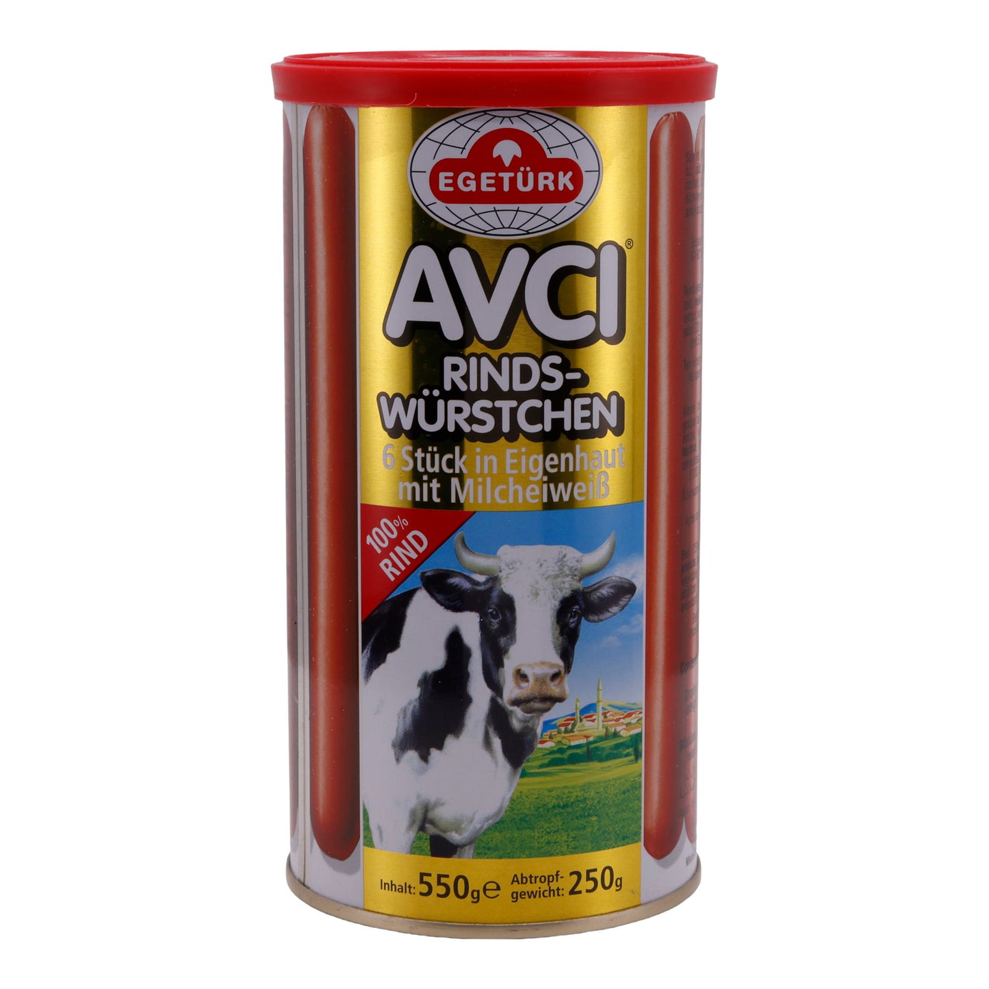 Würstchen Egetürk | Avcı Rindswürstchen | 6 Stück, Eigenhaut, mit Milcheiweiß | 550 g