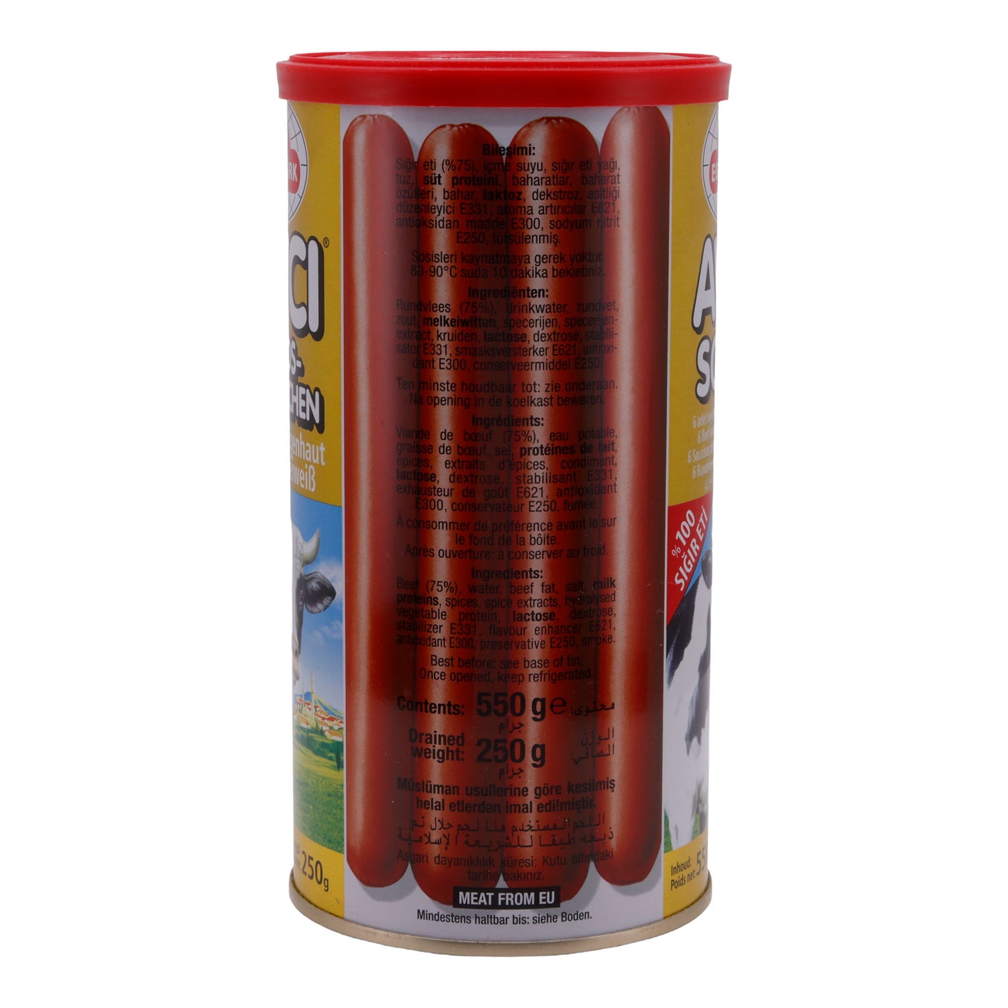 Würstchen Egetürk | Avcı Rindswürstchen | 6 Stück, Eigenhaut, mit Milcheiweiß | 550 g