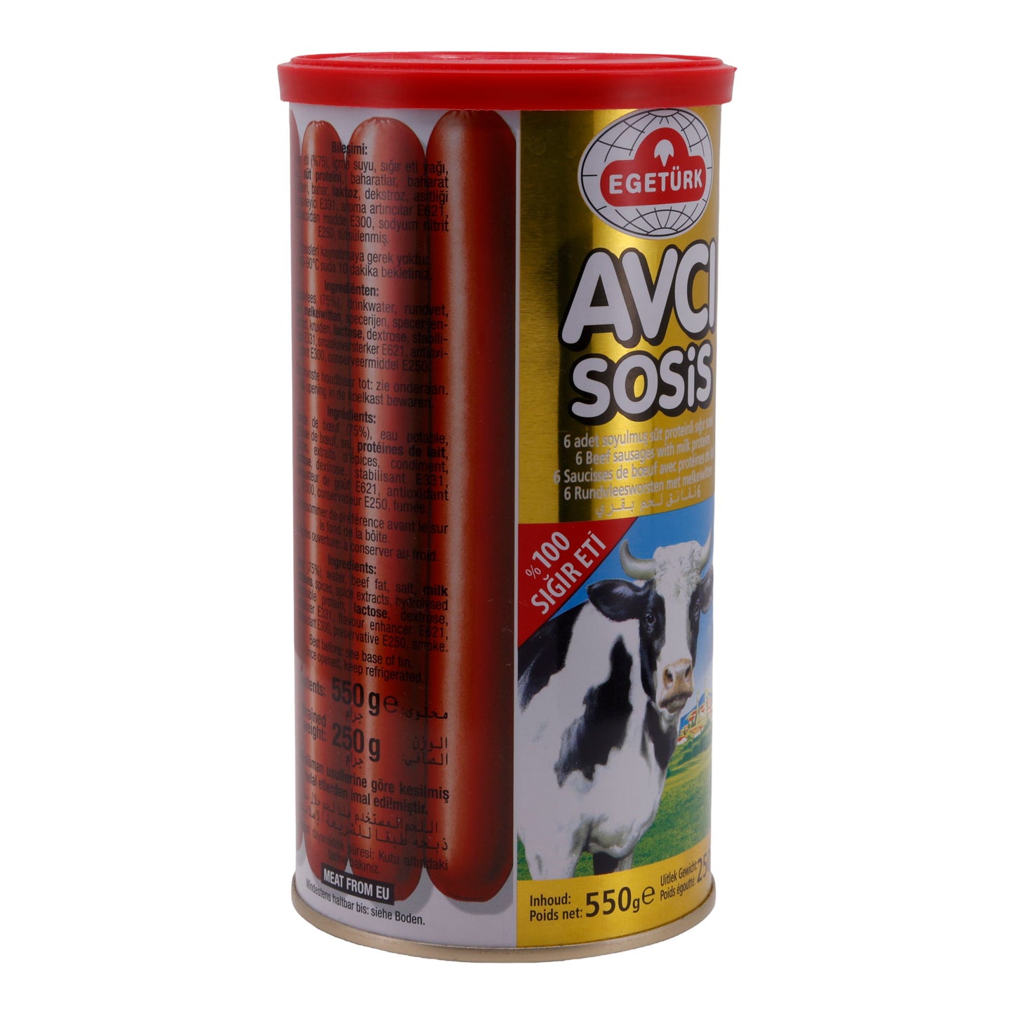 Würstchen Egetürk | Avcı Rindswürstchen | 6 Stück, Eigenhaut, mit Milcheiweiß | 550 g
