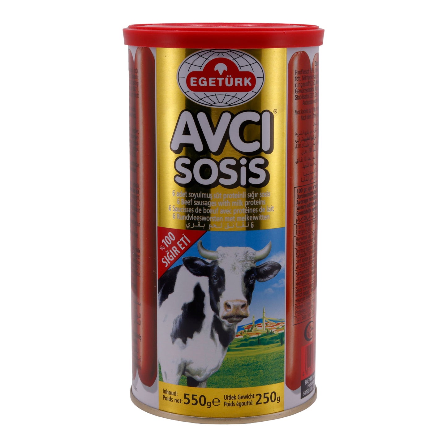 Würstchen Egetürk | Avcı Rindswürstchen | 6 Stück, Eigenhaut, mit Milcheiweiß | 550 g