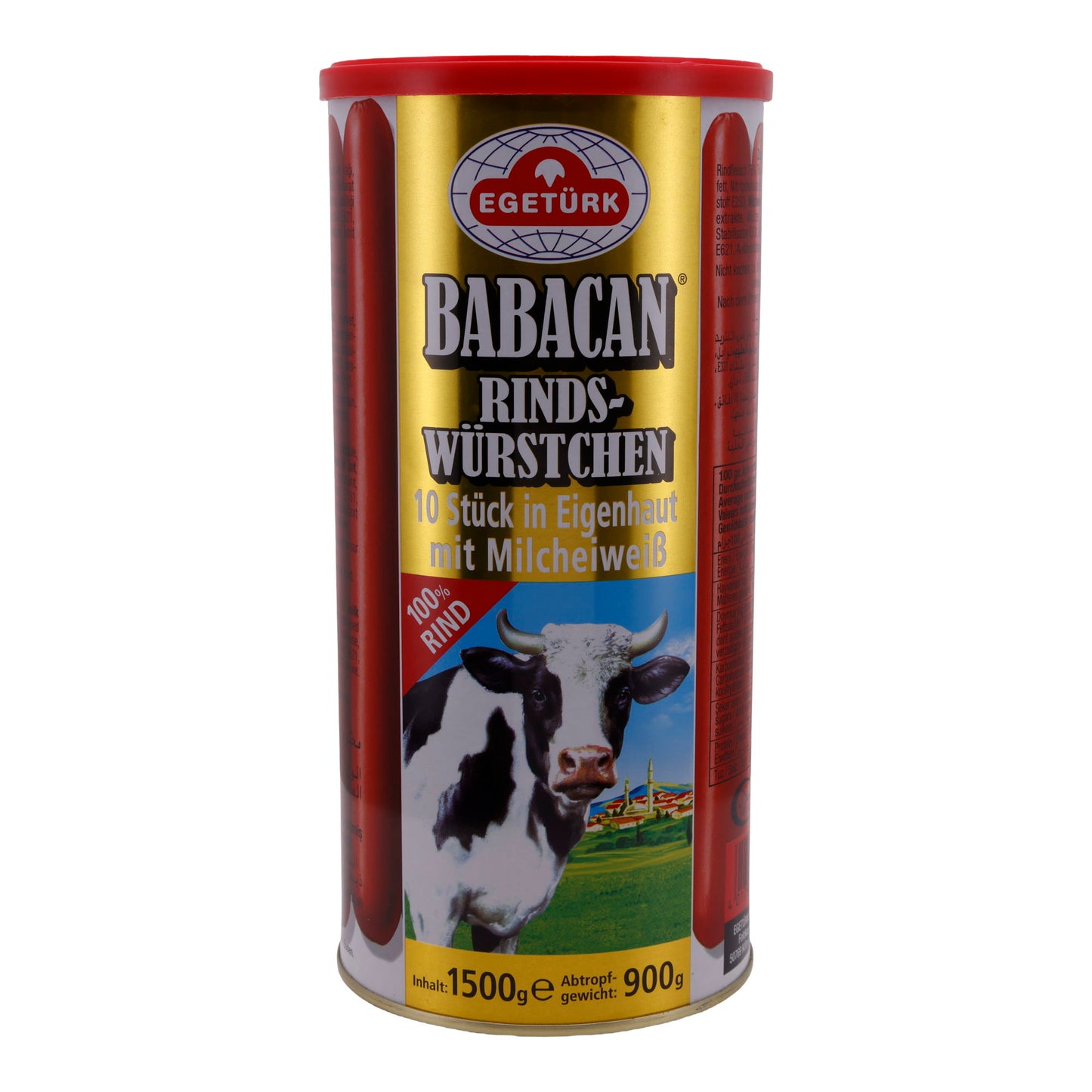 Salsicce di manzo Egetürk Babacan | Salsicce con budello naturale | 10 pezzi, con proteine del latte | 1500 g