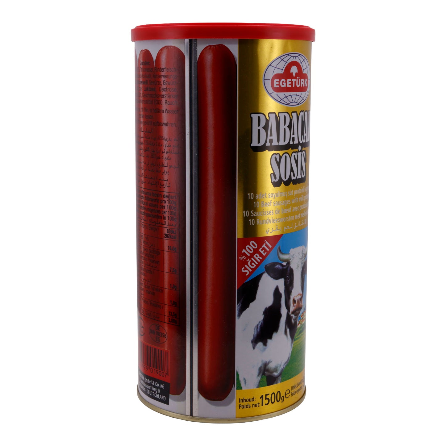 Salsicce di manzo Egetürk Babacan | Salsicce con budello naturale | 10 pezzi, con proteine del latte | 1500 g