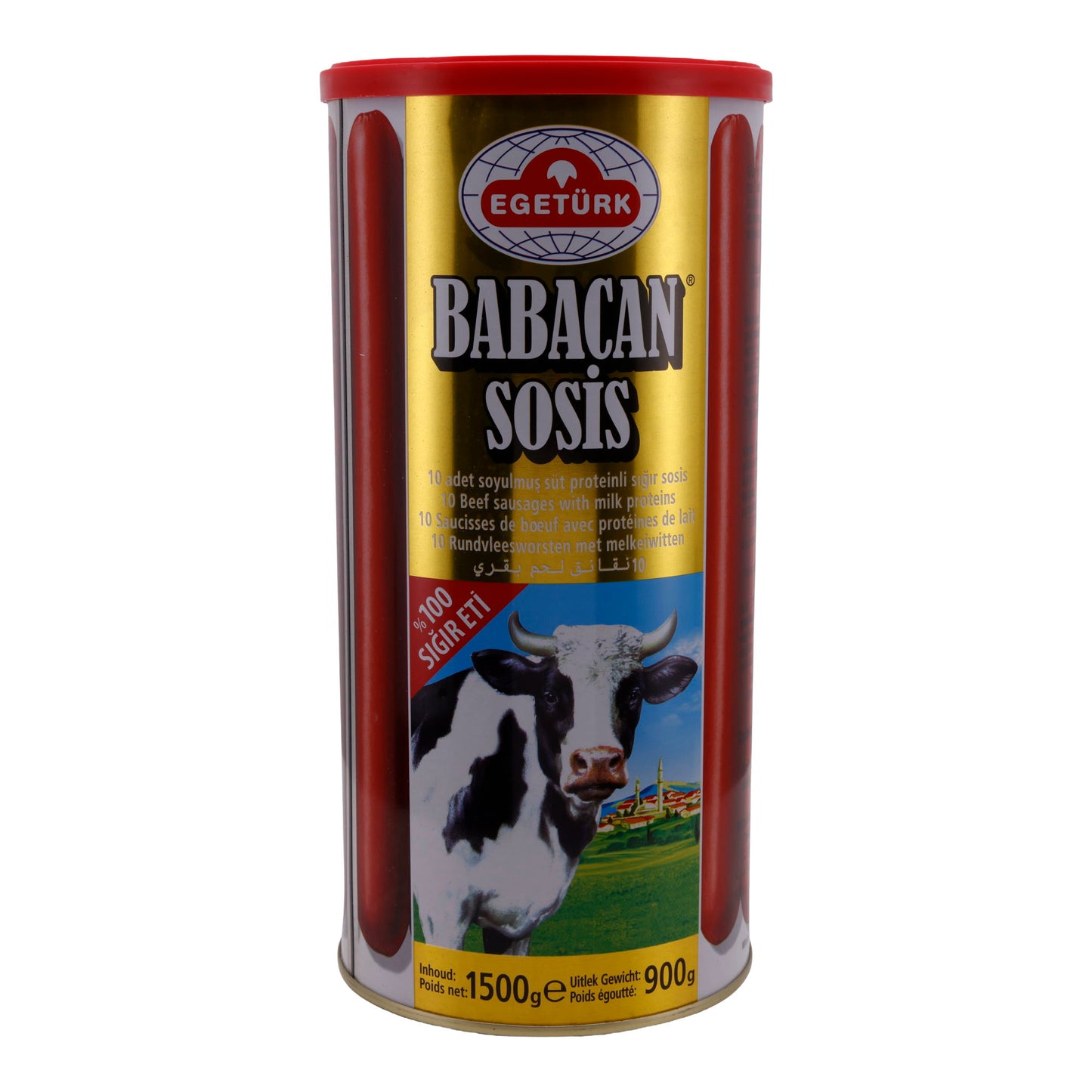 Salsicce di manzo Egetürk Babacan | Salsicce con budello naturale | 10 pezzi, con proteine del latte | 1500 g