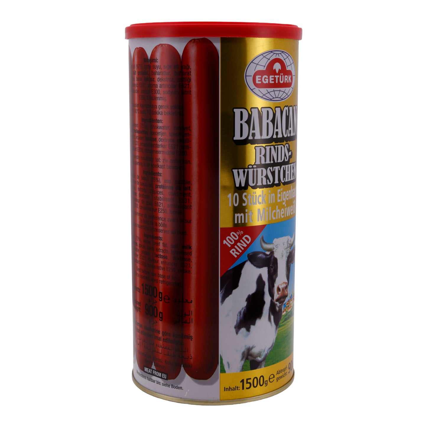 Salsicce di manzo Egetürk Babacan | Salsicce con budello naturale | 10 pezzi, con proteine del latte | 1500 g