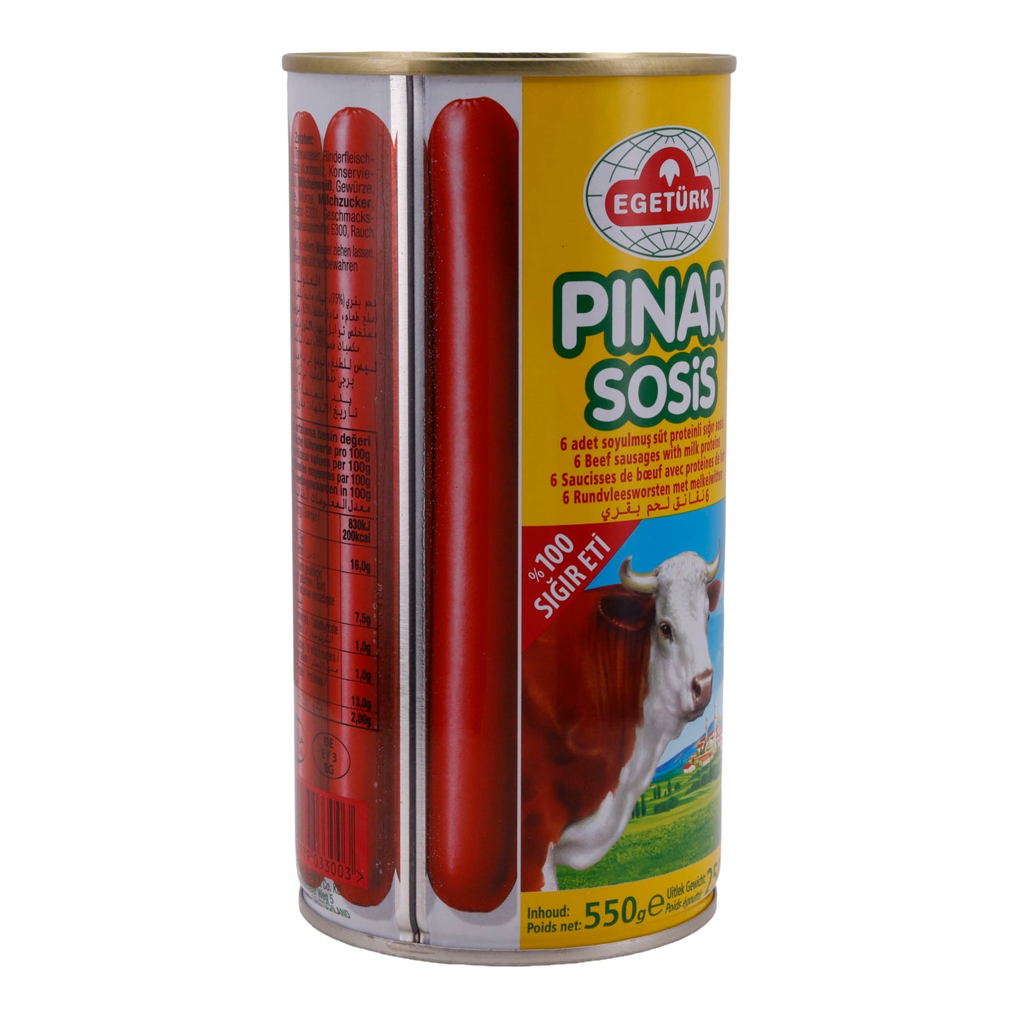 Würstchen Egetürk Pinar Sosis | Rind-Würstchen | 6 Stück in Eigenhaut mit Milchweiß | 550 g