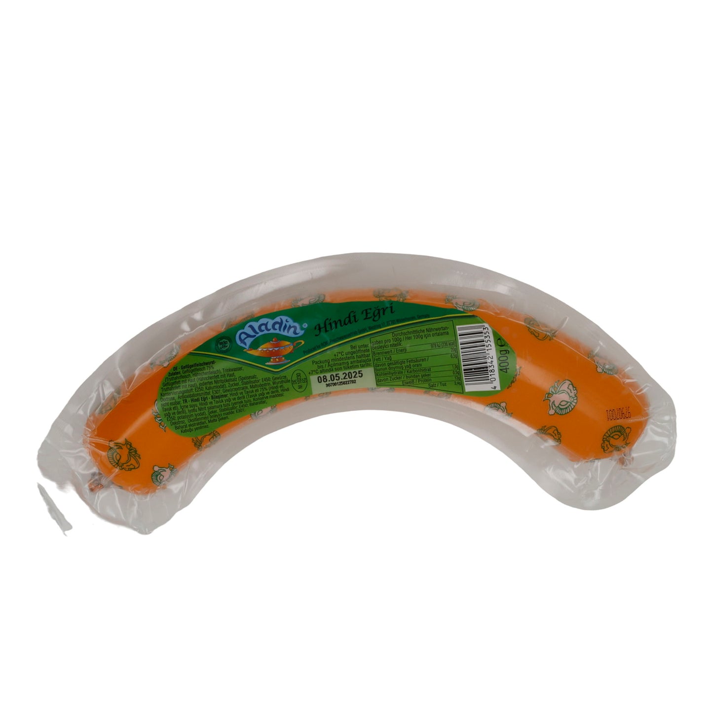 Salsiccia di tacchino Aladin | Hindi Eğri Wurst | Speziata, per piatti saporiti | 600g