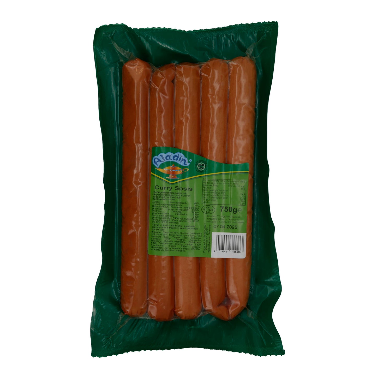 Würstchen Aladin | Curry Sosis | Geflügel, mit Curry, halal | 750g