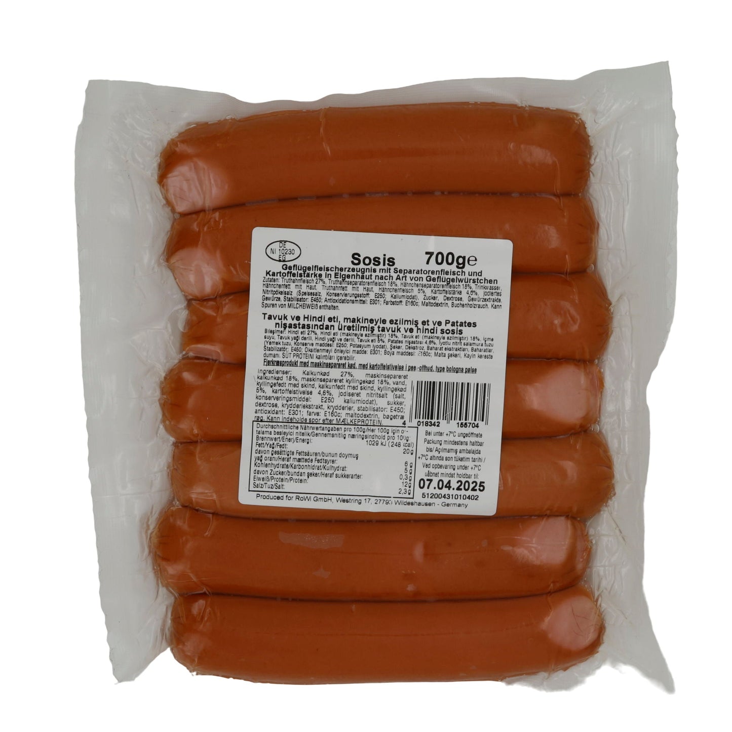 Geflügelwürstchen Aladin | Geflügel-Sosis | Halal, herzhaft | 700g ALADIN