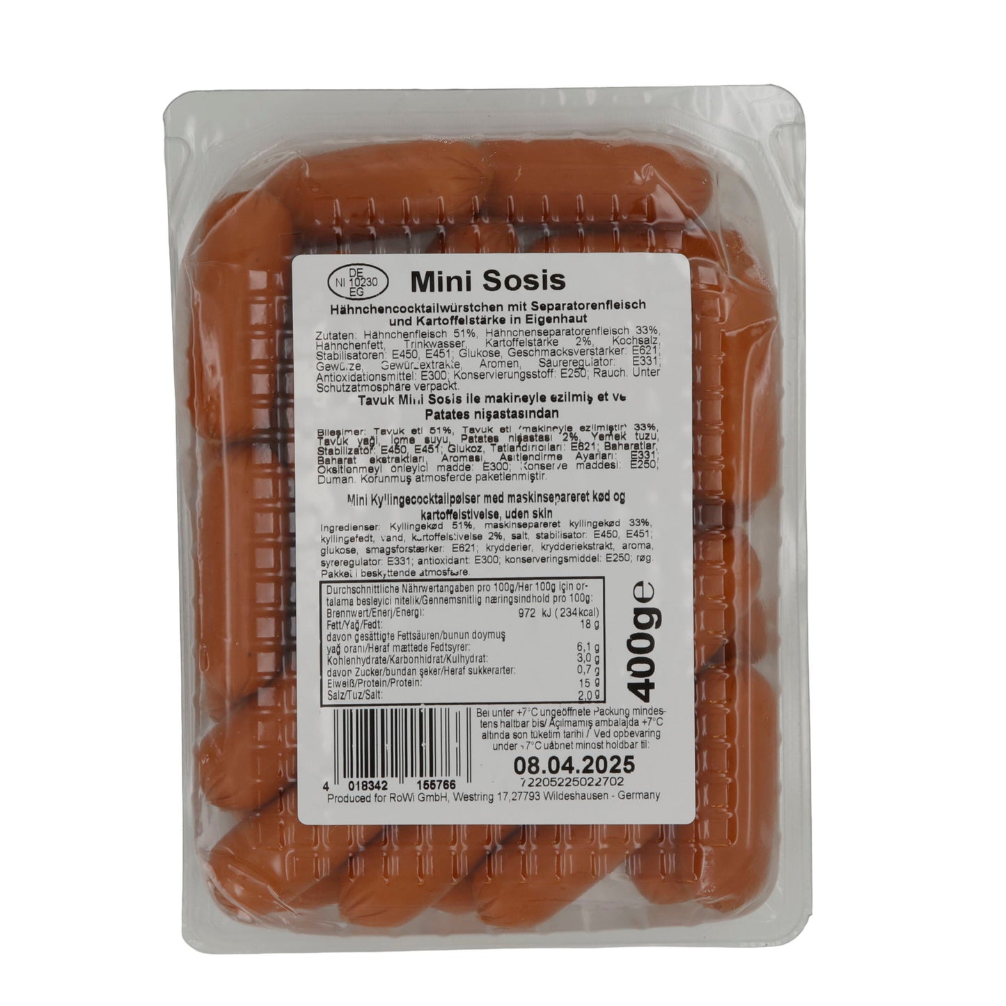 Miniwürstchen Aladin | Mini Sosis | Teneri, Pollo, con pelle naturale | 400g