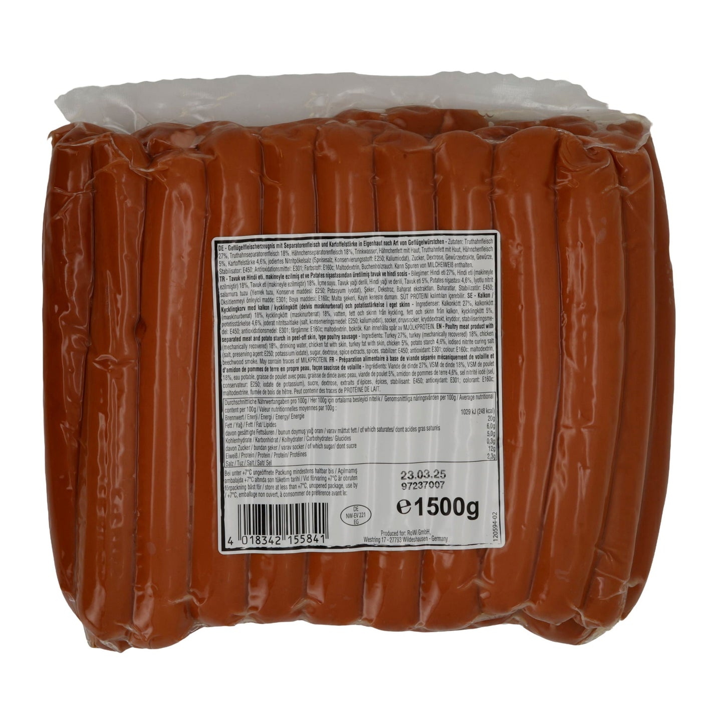 Geflügelwürstchen Aladin | Sosis | Würzig, vielseitig verwendbar | 1500g ALADIN