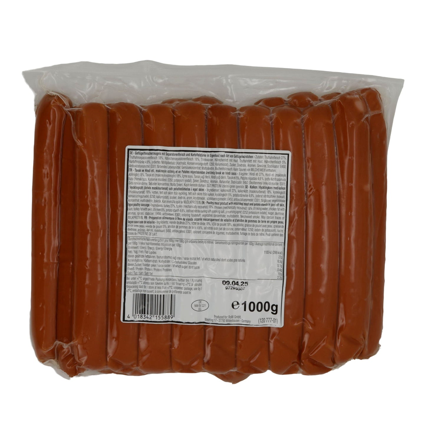 Geflügelwürstchen Aladin | Geflügel-Sosis | Halal, herzhaft | 1000g ALADIN