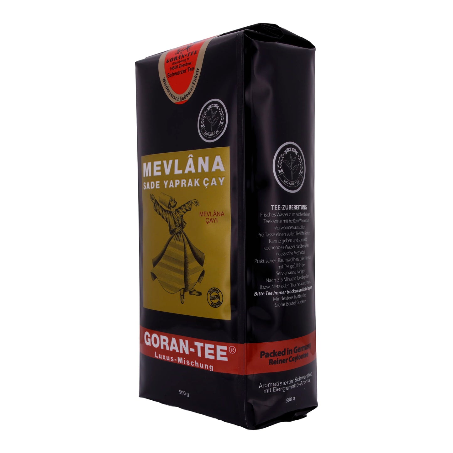 Luxus Tee Goran | Mevlana | Premium-Teemischung | Schwarzer Tee, erlesene Aromen | 500 g Packung