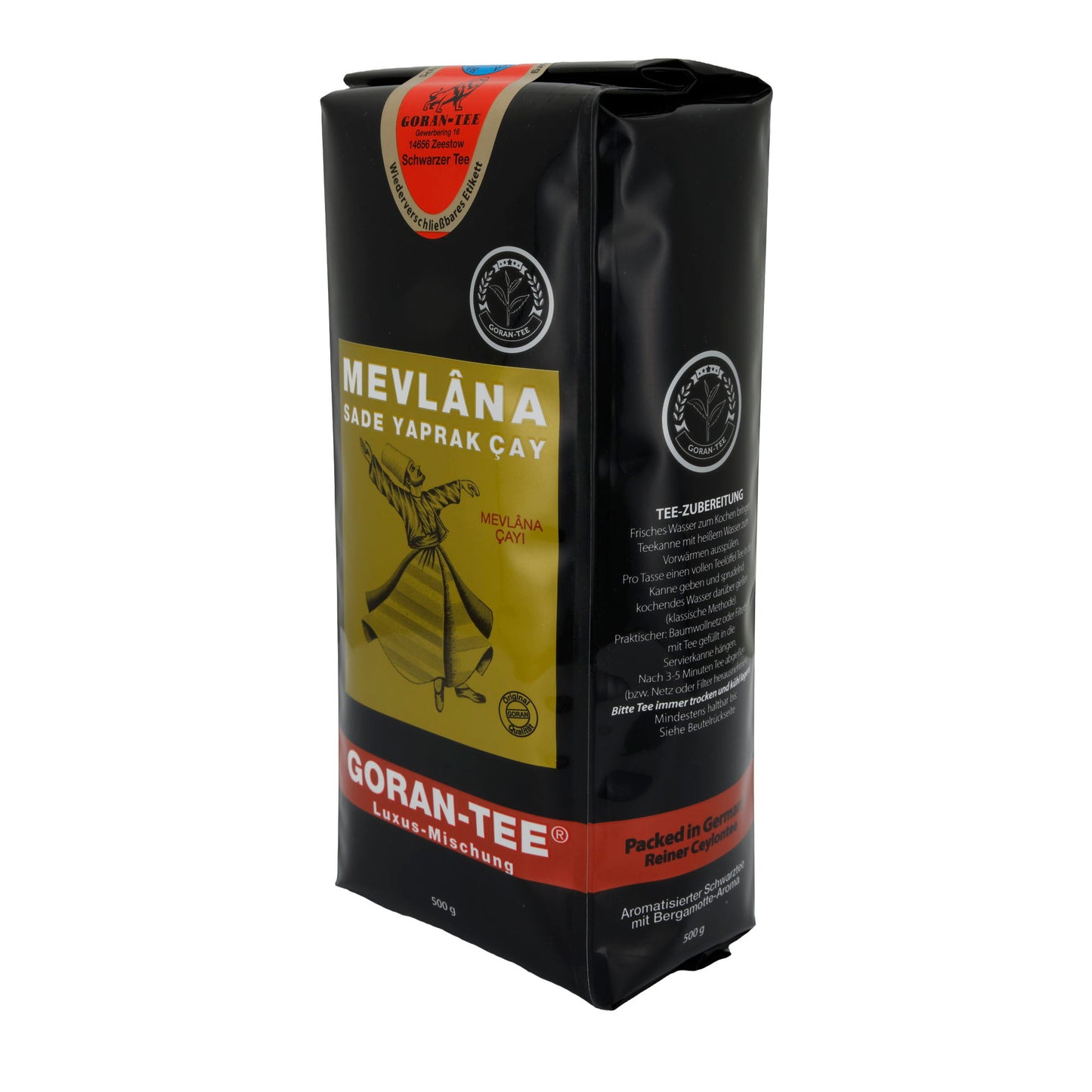 Luxus Tee Goran | Mevlana | Premium-Teemischung | Schwarzer Tee, erlesene Aromen | 500 g Packung
