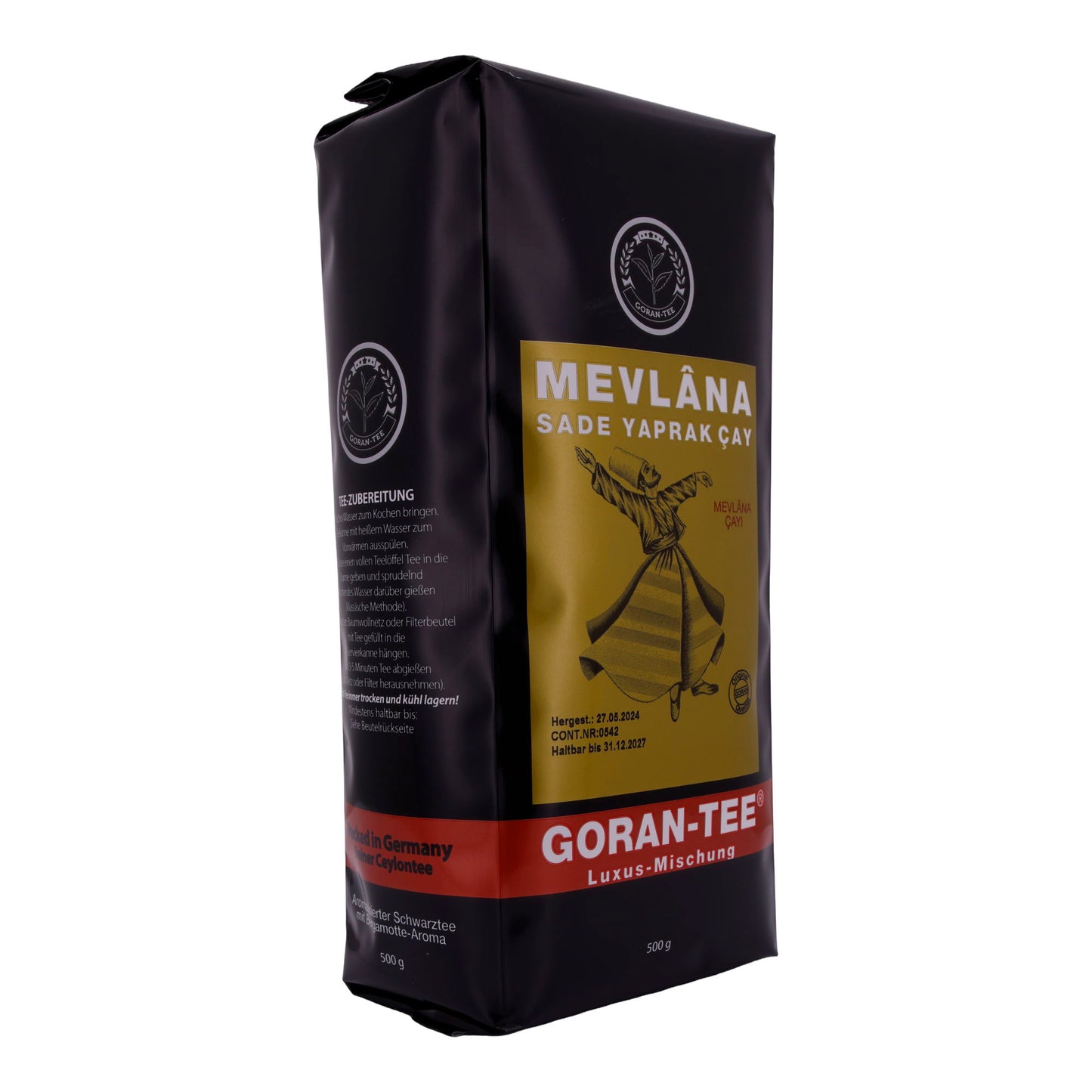 Luxus Tee Goran | Mevlana | Premium-Teemischung | Schwarzer Tee, erlesene Aromen | 500 g Packung