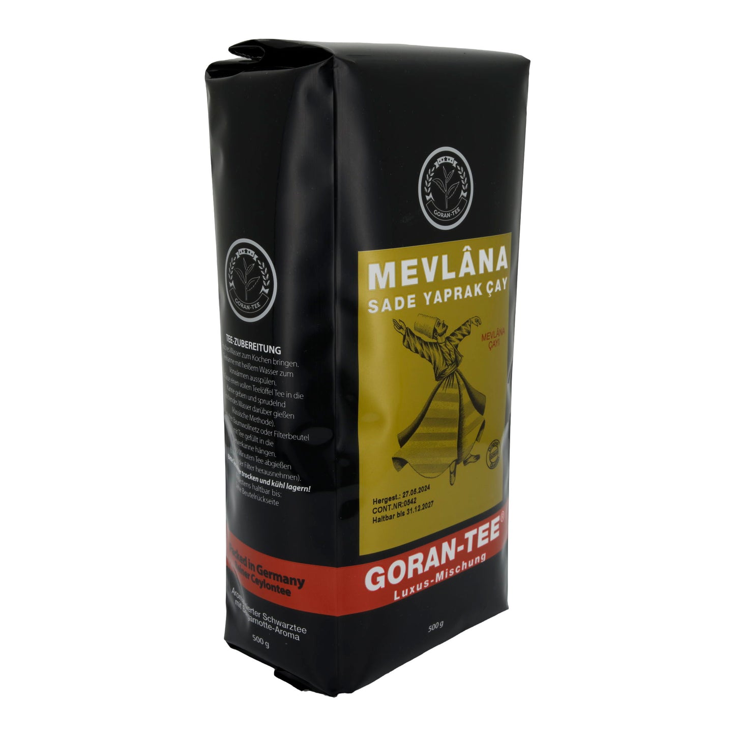 Luxus Tee Goran | Mevlana | Premium-Teemischung | Schwarzer Tee, erlesene Aromen | 500 g Packung