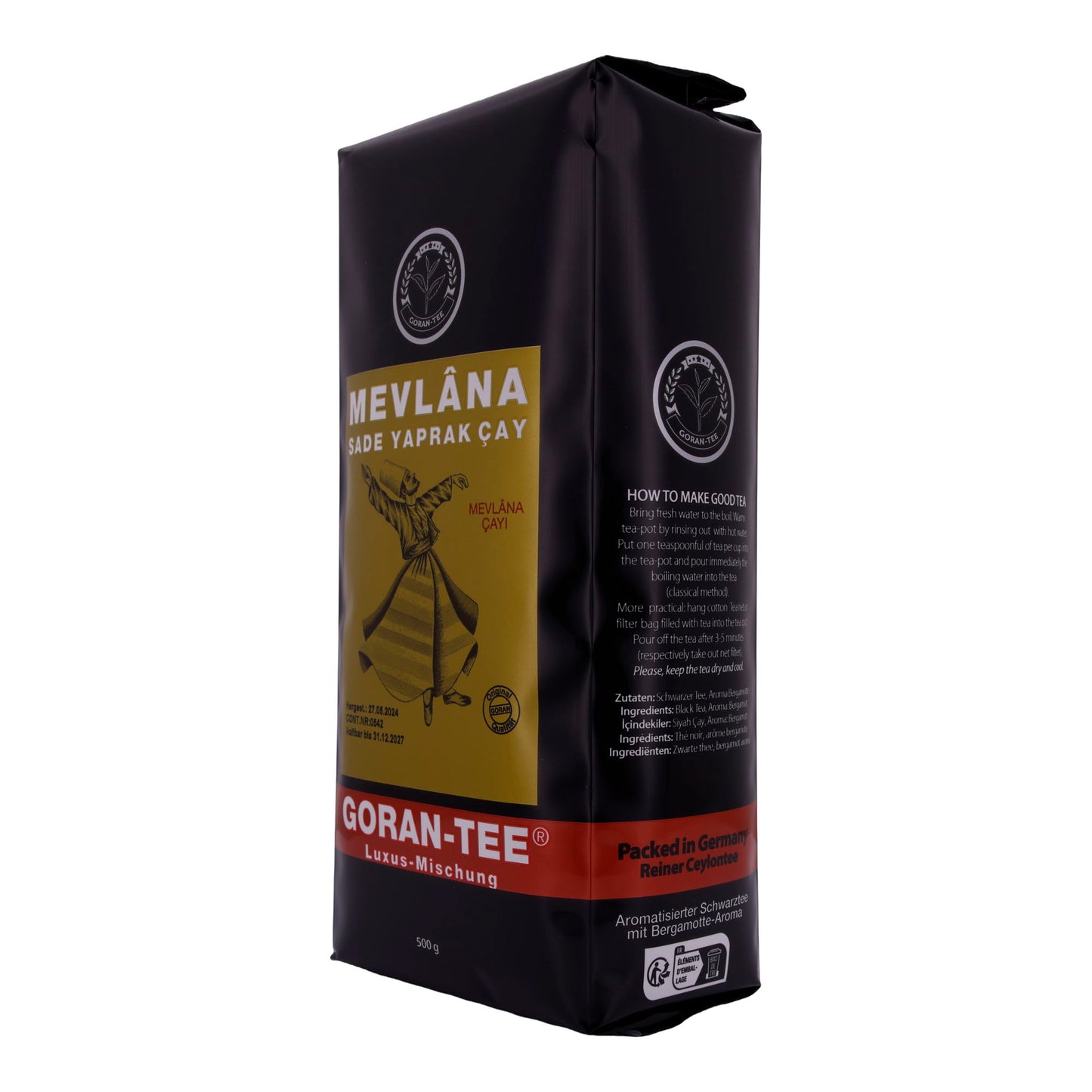 Luxus Tee Goran | Mevlana | Premium-Teemischung | Schwarzer Tee, erlesene Aromen | 500 g Packung