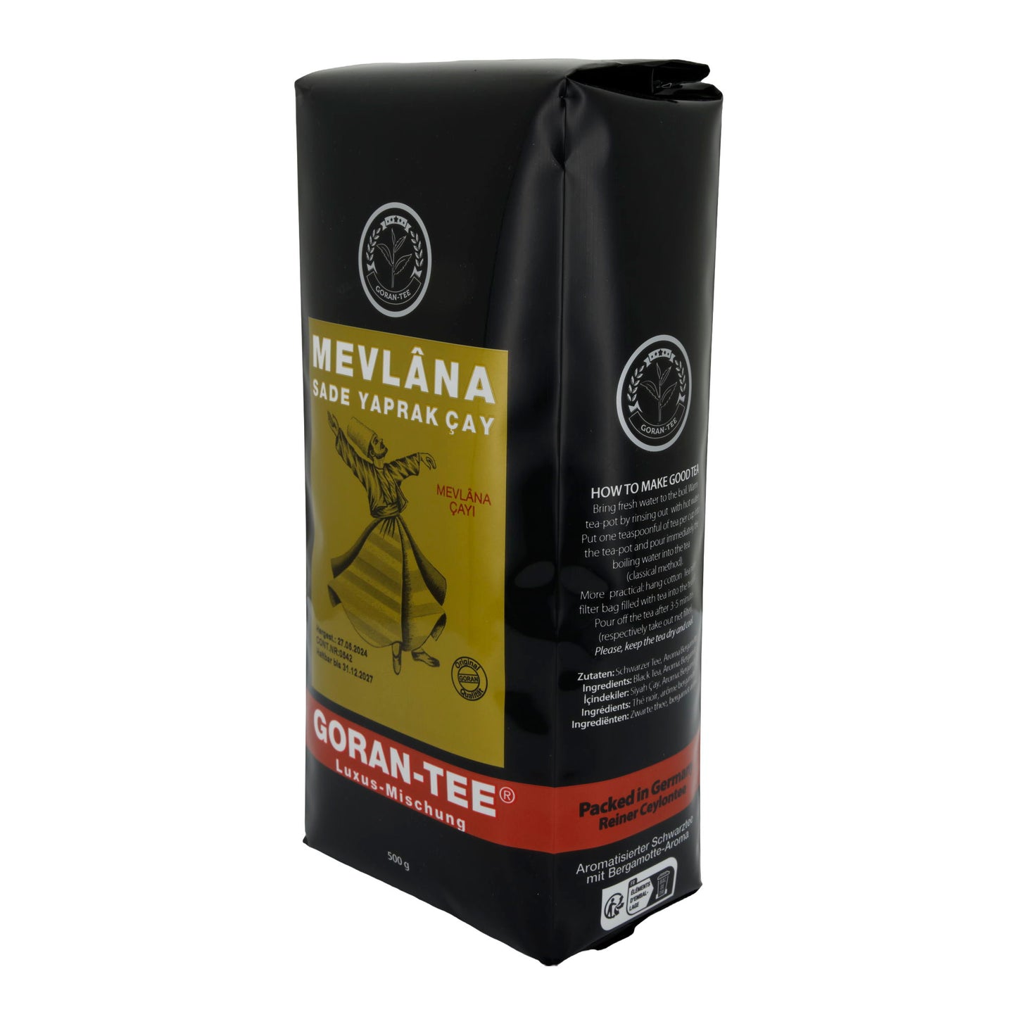 Luxus Tee Goran | Mevlana | Premium-Teemischung | Schwarzer Tee, erlesene Aromen | 500 g Packung