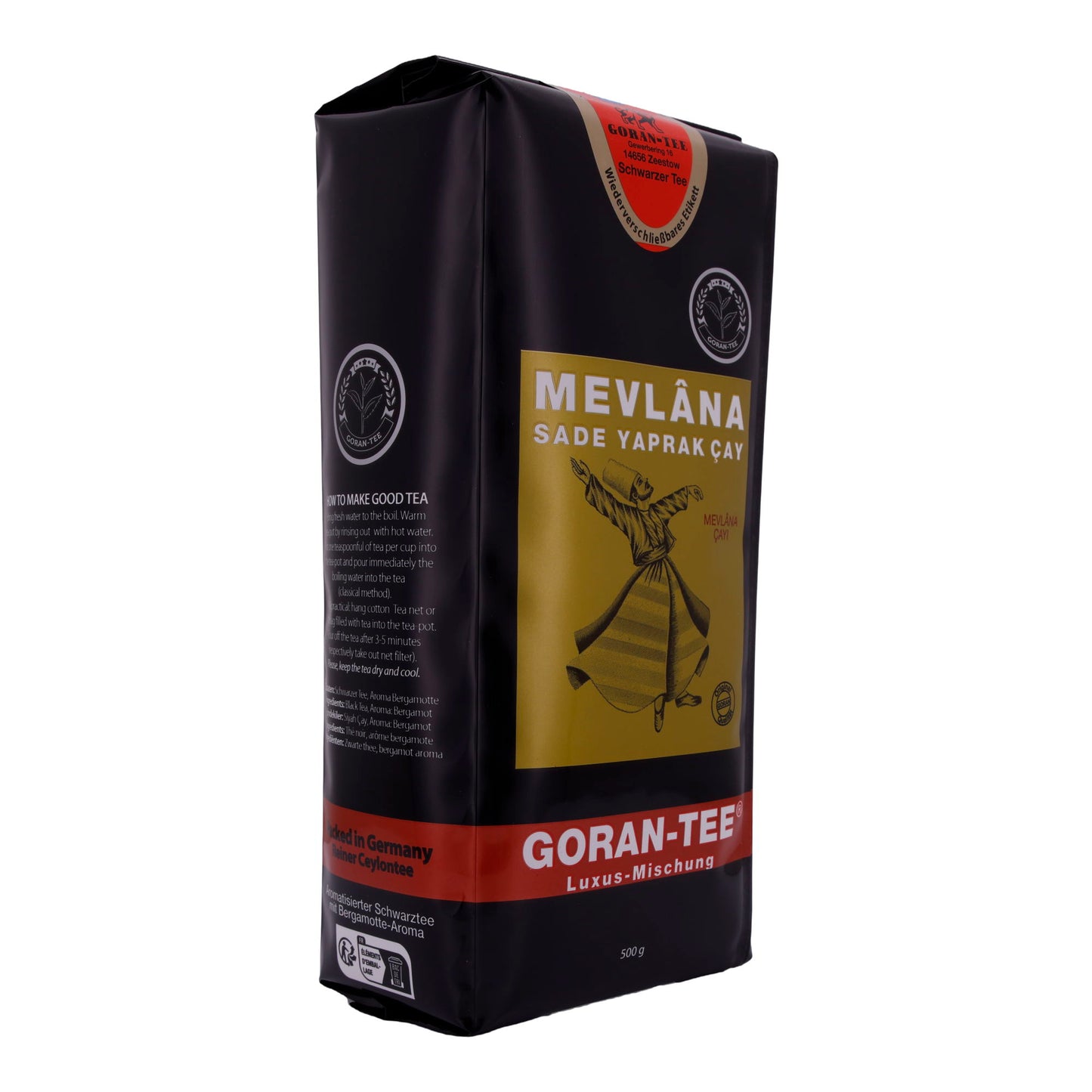Luxus Tee Goran | Mevlana | Premium-Teemischung | Schwarzer Tee, erlesene Aromen | 500 g Packung