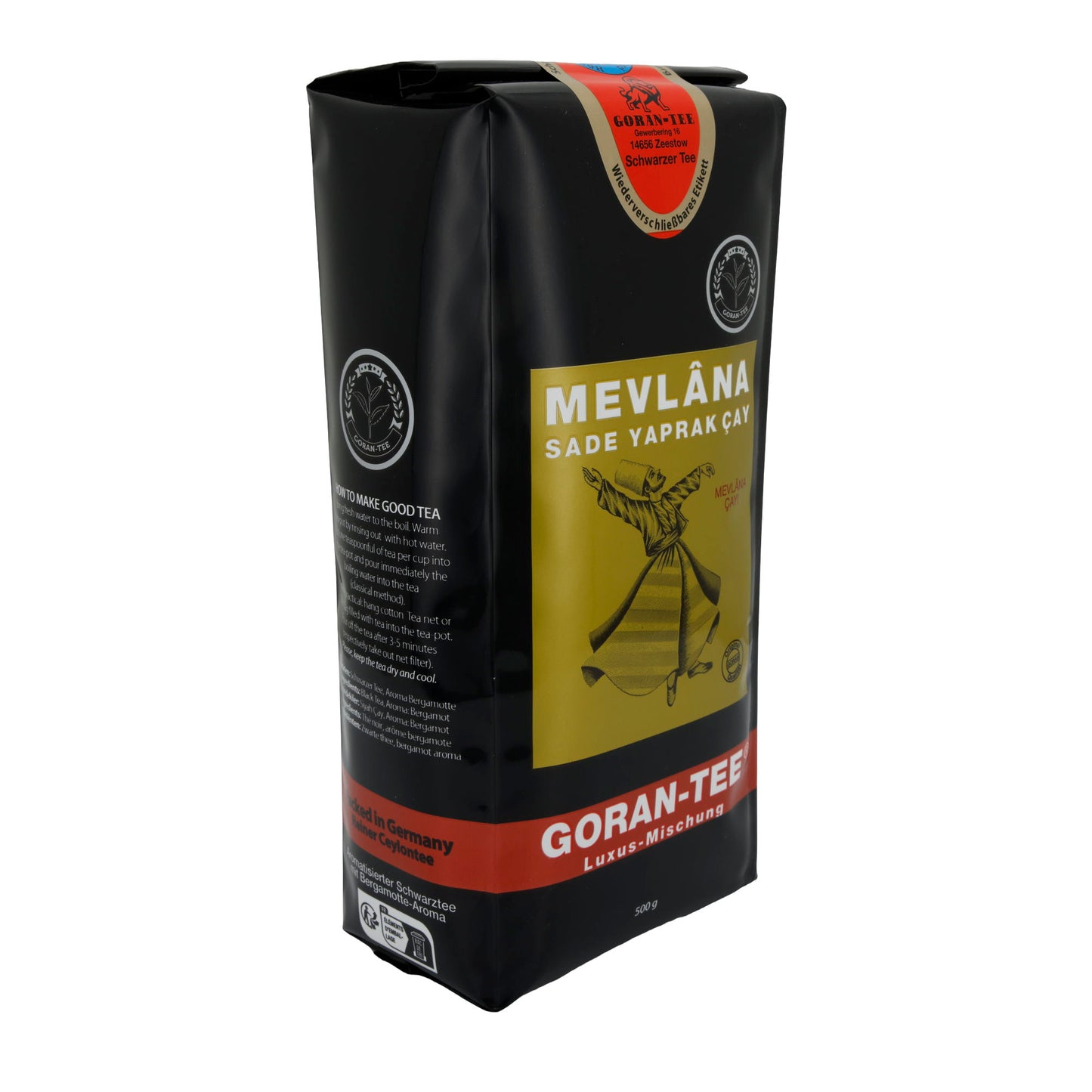 Luxus Tee Goran | Mevlana | Premium-Teemischung | Schwarzer Tee, erlesene Aromen | 500 g Packung