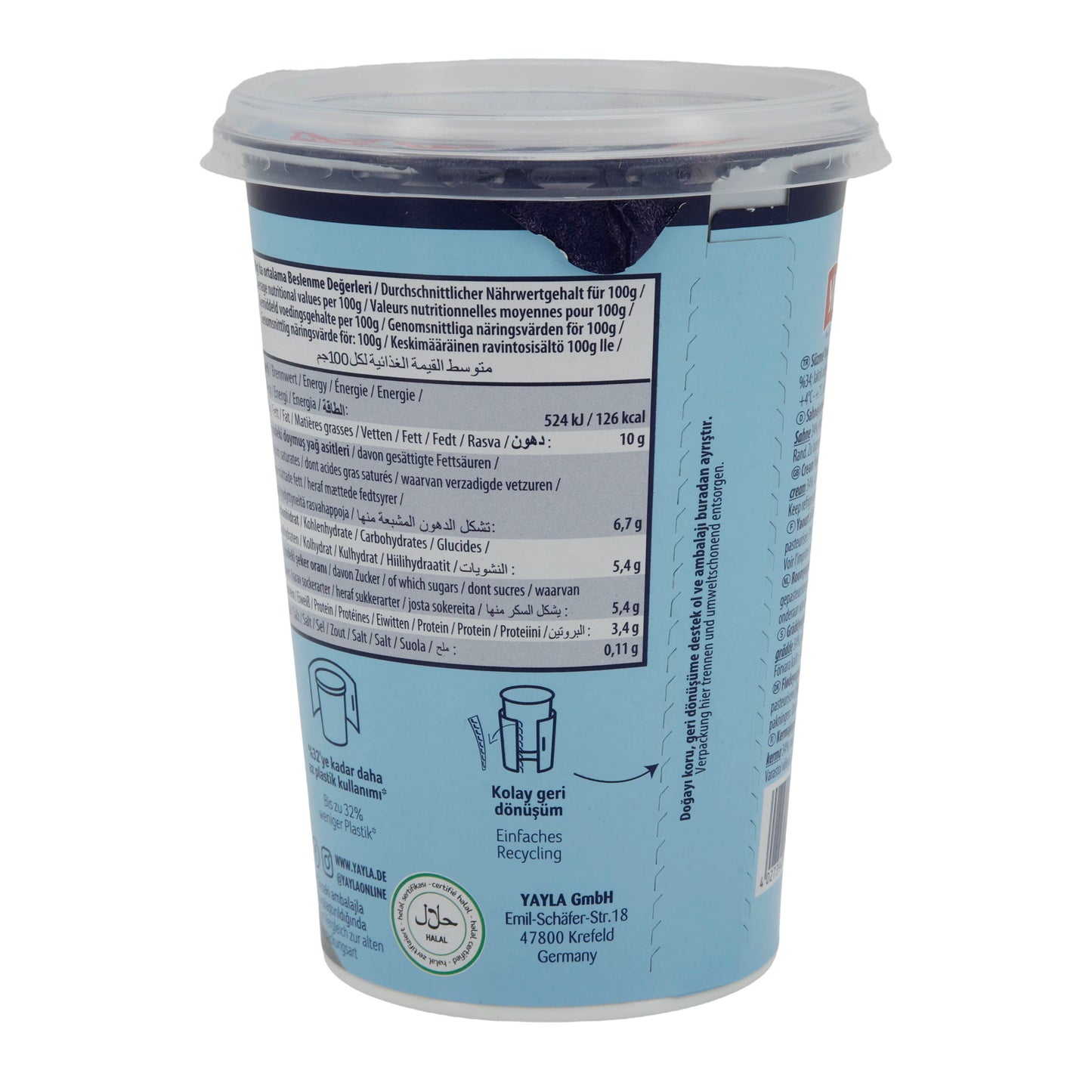 Yogurt Yayla Yogurt Naturale | Yogurt | Cremoso con 10% di grassi | 500 g