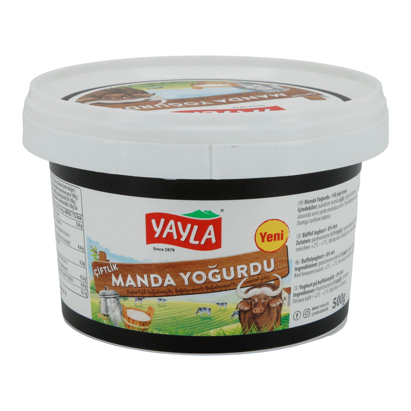 Yogurt Yayla Yogurt di Bufala | Yogurt | Tradizionale con 8% di grassi | 500 g
