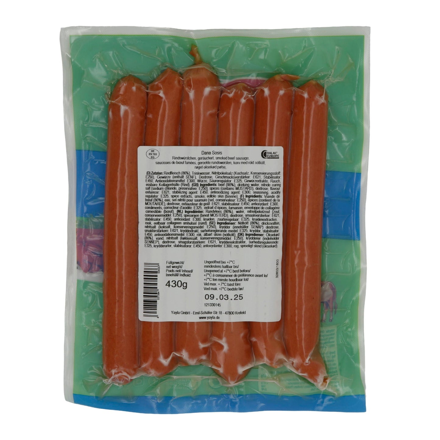Würstchen Yayla | Dana Sosis | Geräuchert, Rind, Halal-zertifiziert | 430 g YAYLA