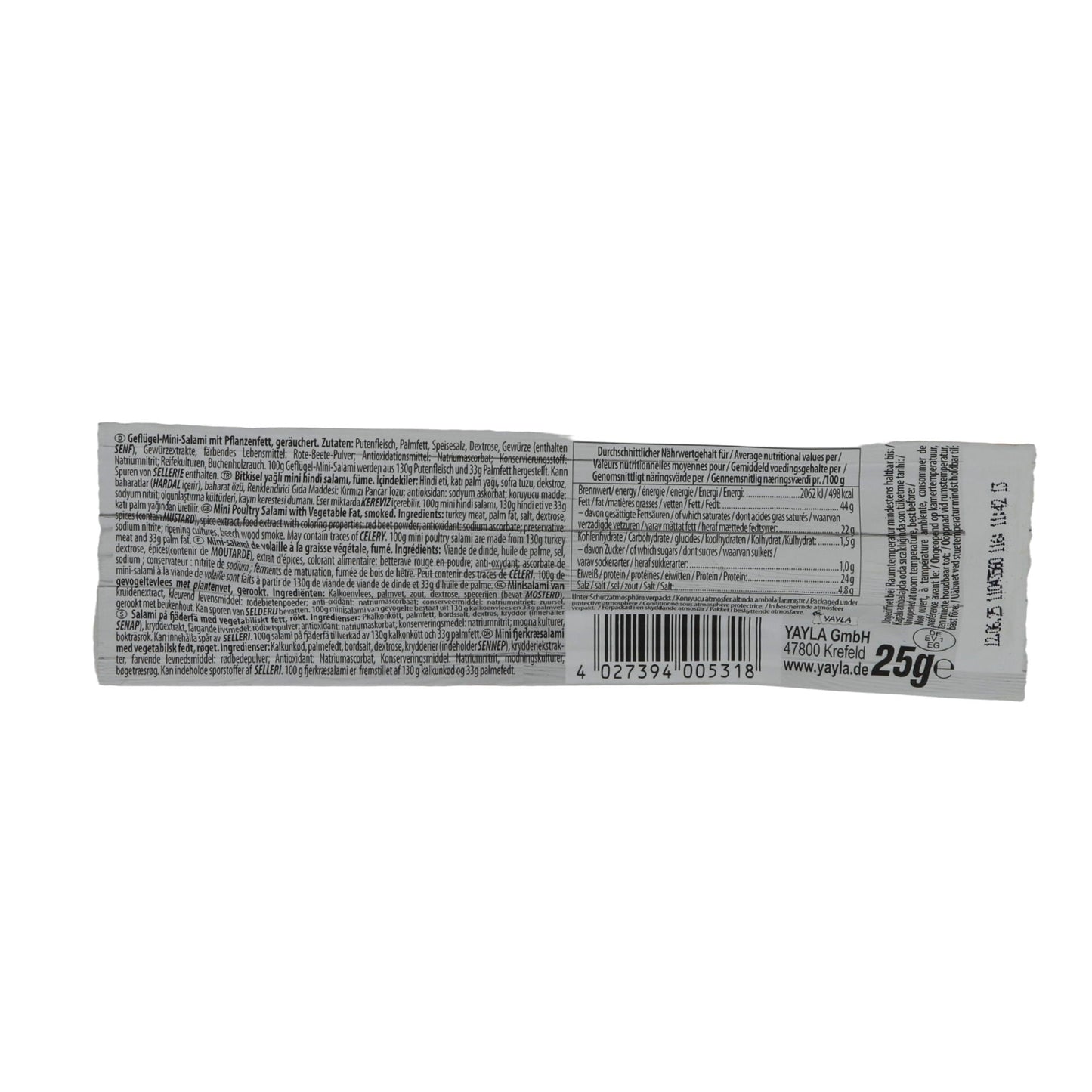 Salami Yayla | Turkey Snack | Halal, geräuchert, Mini-Geflügelsalami | 25 g YAYLA