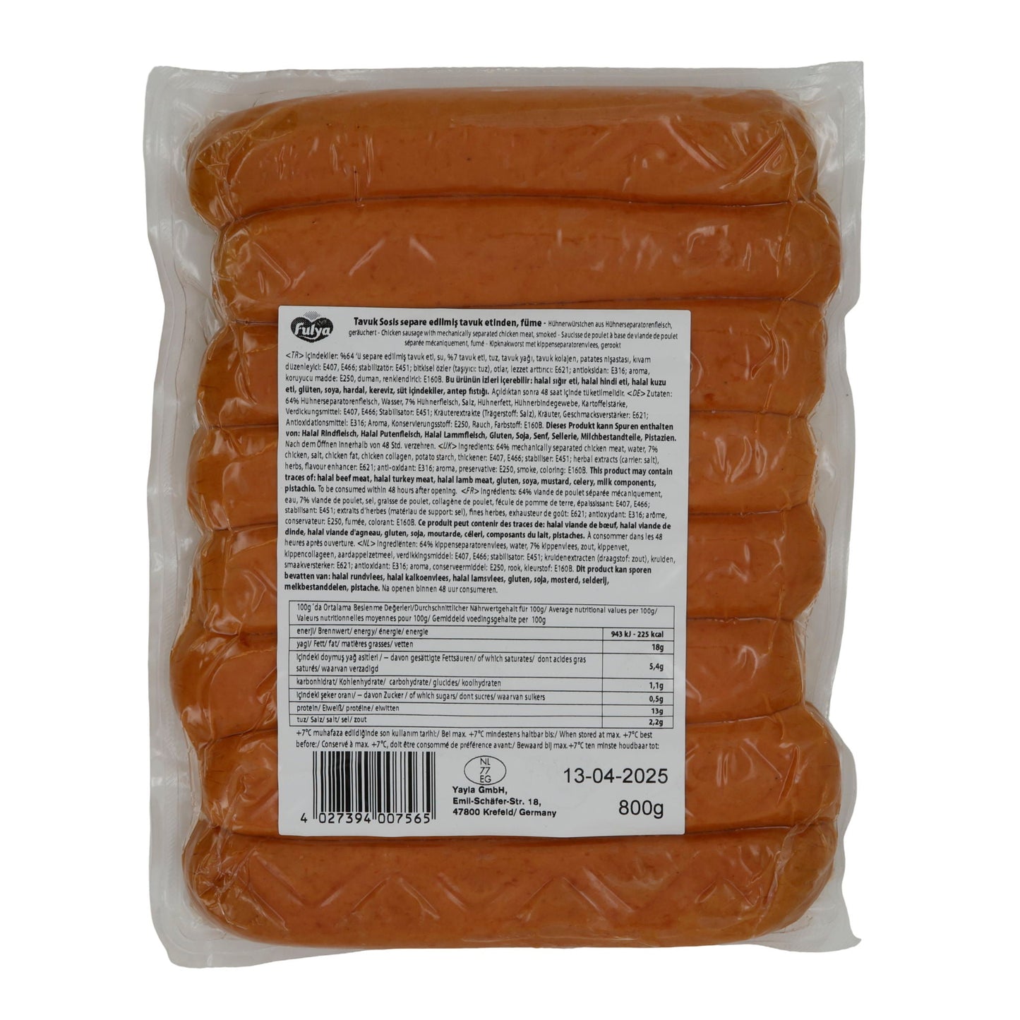 Würstchen Fulya | Tavuk Sosis | Halal, Hähnchen, vielseitig | 800 g FULYA