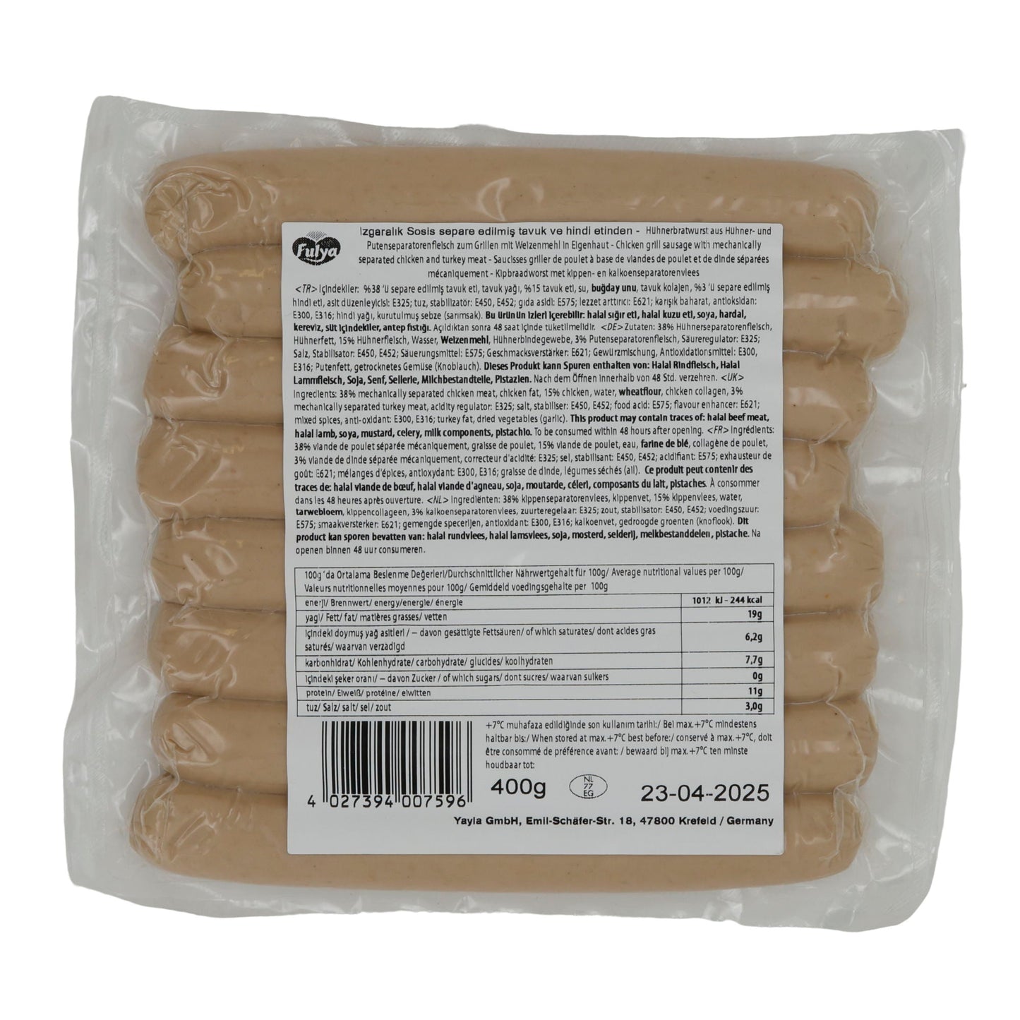 Grillwürstchen Fulya | Izgara Sosis | Halal, Huhn & Pute | 400 g FULYA