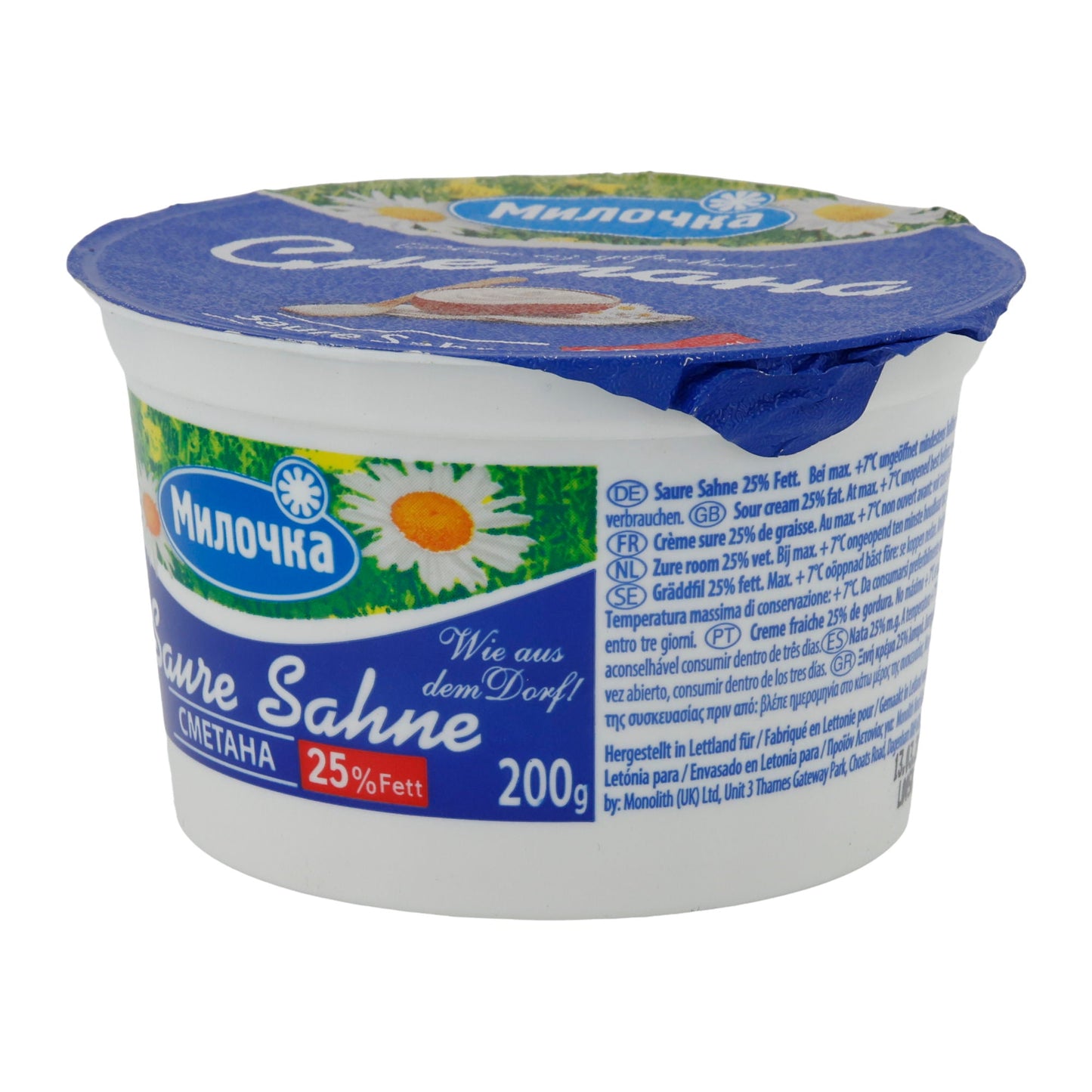 Sauerrahm Milochka Saure Sahne | Sauerrahm | Cremig mit 25% Fett | 200 g MNNOYKA