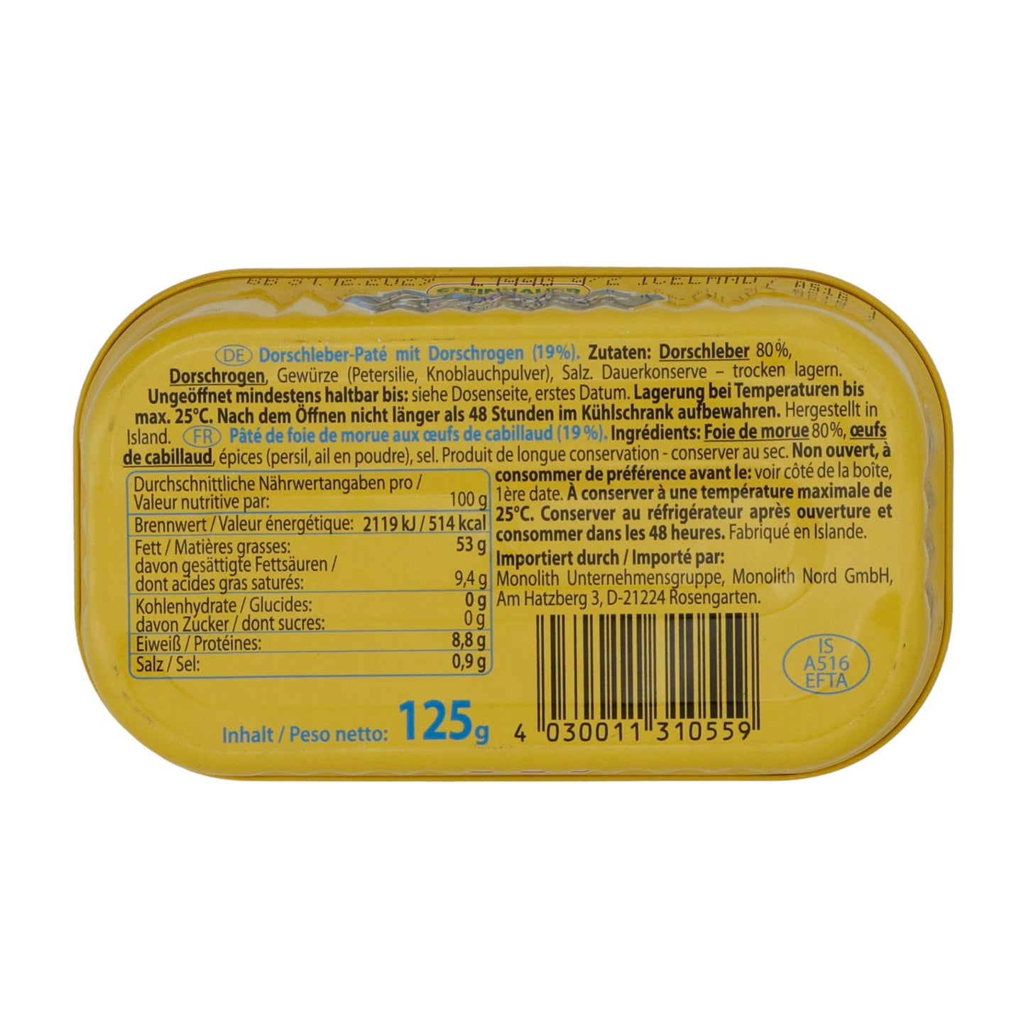 Dorschleber-Paté Steinhauer | Paté | Mit Dorschrogen | 125g