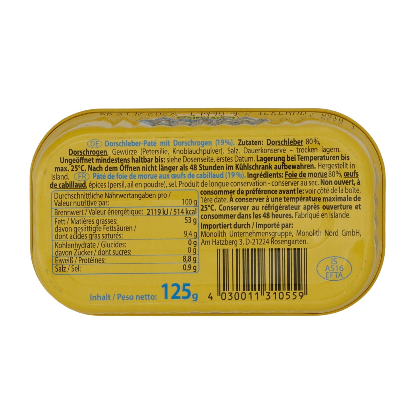 Dorschleber-Paté Steinhauer | Paté | Mit Dorschrogen | 125g STEINHAUER
