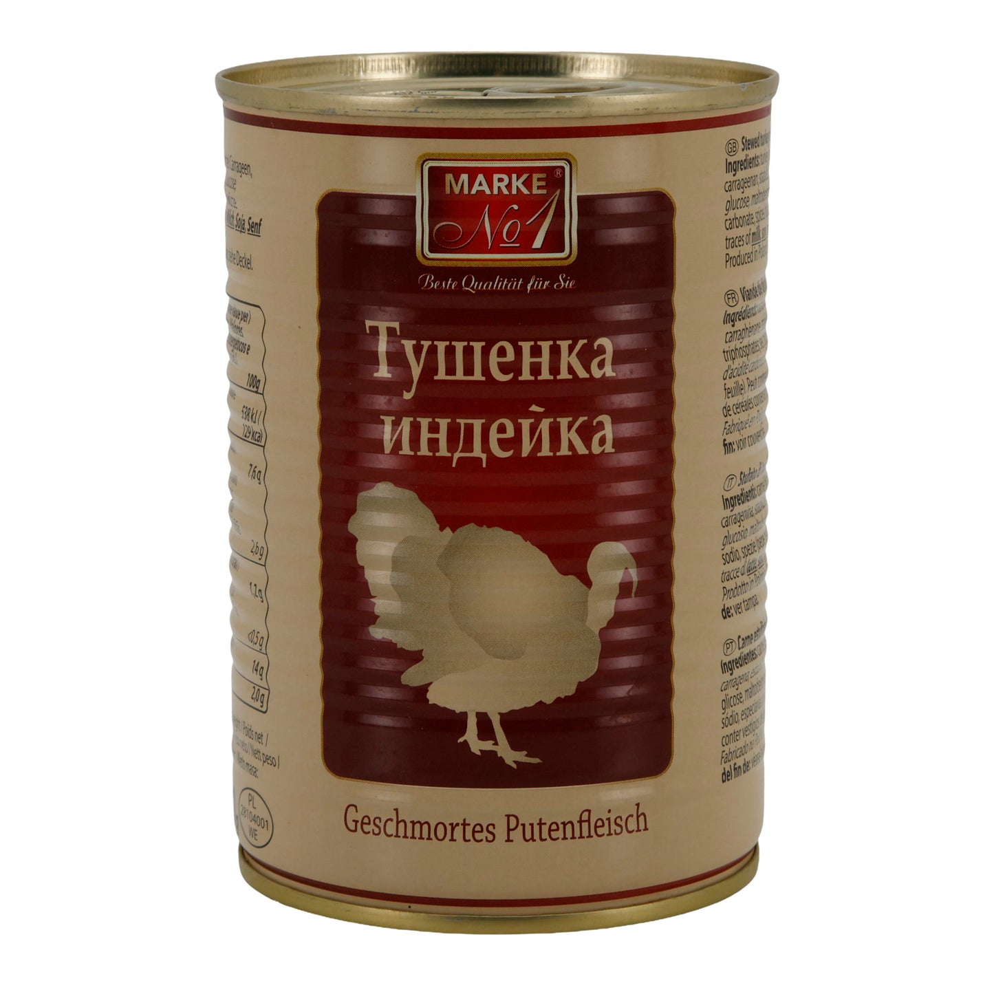 Kalkoenvlees MERK Nr.1 | Gestoofd | Kant-en-klare vleesconserve | 400 g Blik