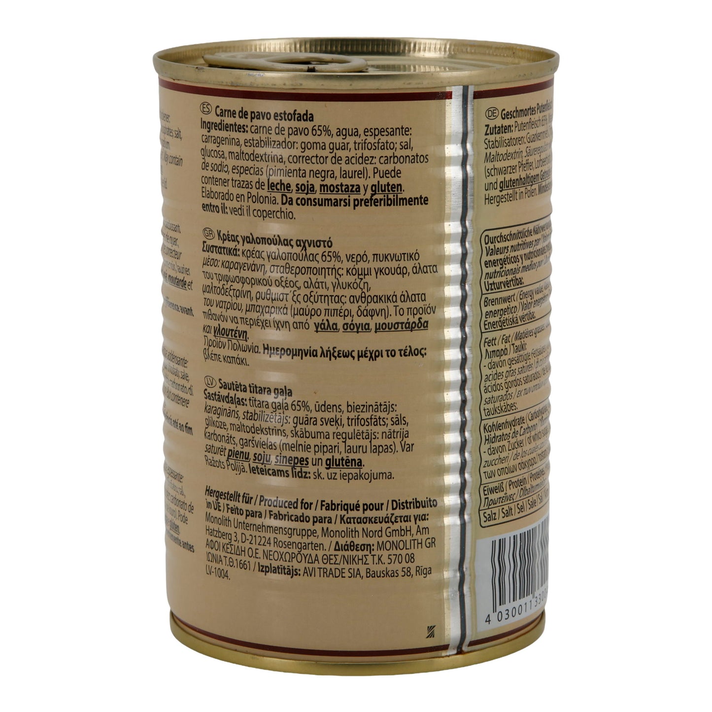Kalkoenvlees MERK Nr.1 | Gestoofd | Kant-en-klare vleesconserve | 400 g Blik