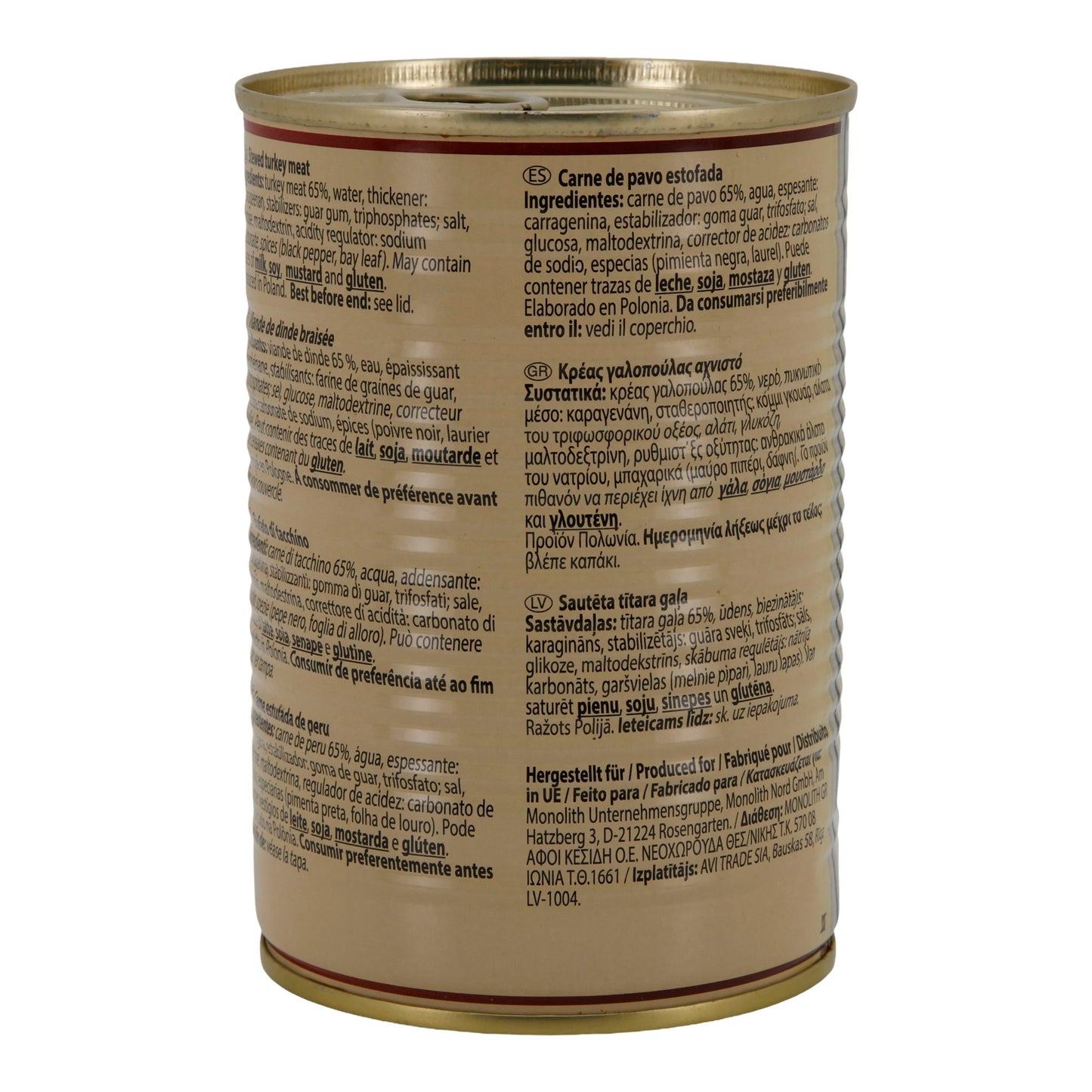 Kalkoenvlees MERK Nr.1 | Gestoofd | Kant-en-klare vleesconserve | 400 g Blik